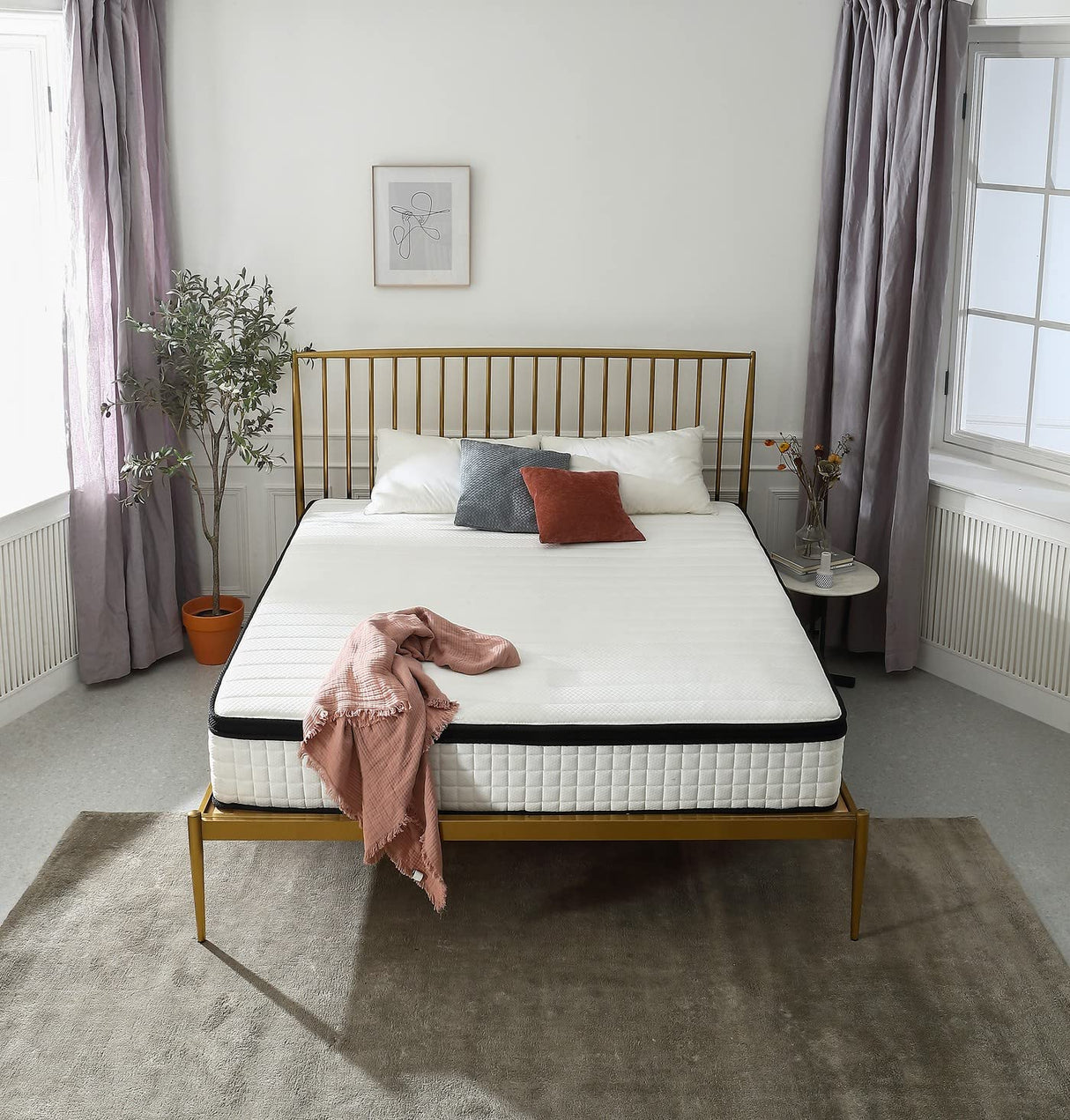 Full XL Size 12 Inch Mattress, Multilayer Hybrid Mattress, Innerspring Memory Foam Mattress in a Box, Pressure Relief & Cooler Sleeping Generic