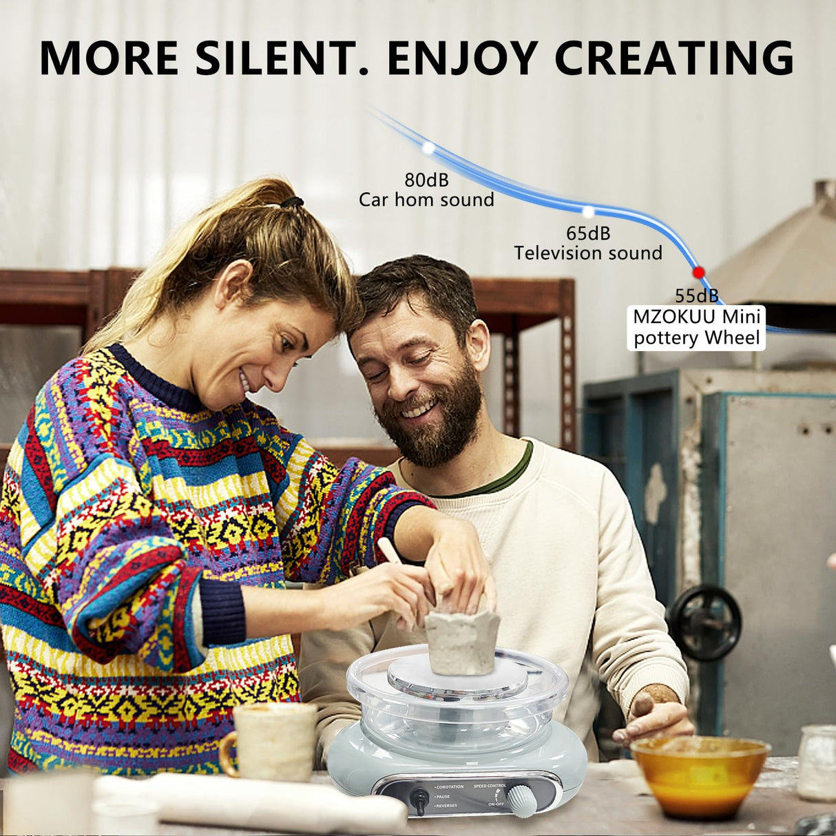 BIYQFCR Mini Pottery Wheel - 4.7Inch Rotating Electric Pottery Wheel, Pottery Wheel for Adults,Comes with 8Plastic Tools and 6Clay Sets,Suitable for Kids,Teenagers and Adults Beginners Craft Clay Kit BIYQFCR