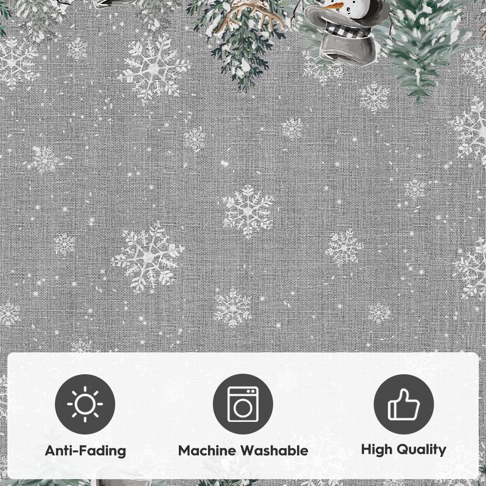 Artoid Mode Grey Snowman Deer Tree Christmas Area Rug, Winter Home Decor Low-Profile Washable Area Rugs for Entryway Bedroom Living Room Laundry Room Indoor 5x7 Feet Artoid Mode
