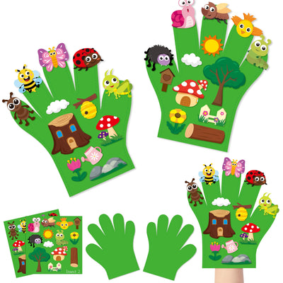 WATINC Felt Story Finger Puppets - 2Pcs DTY Storytelling Hand Puppet Felt Art Craft Education Gift, Making Storytime Early Learning Role Play for Kids Toddles (Insect Animals)