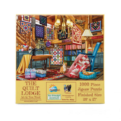 SUNSOUT INC - The Quilt Lodge - 1000 pc Jigsaw Puzzle by Artist: Tom Wood - Finished Size 20" x 27" - MPN# 28594