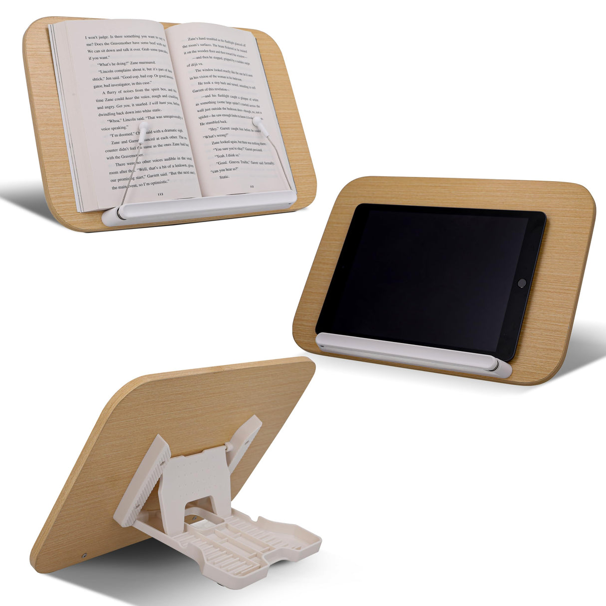 CataKenTika Wood Book Stand - Book Holder for Reading Hands Free, Foldable, Adjustable Book Display Stand, Cookbook Stand Portable, Lightweight Page Holder for Book Lovers, Cooks, Students 13.4"x9.4" CataKenTika