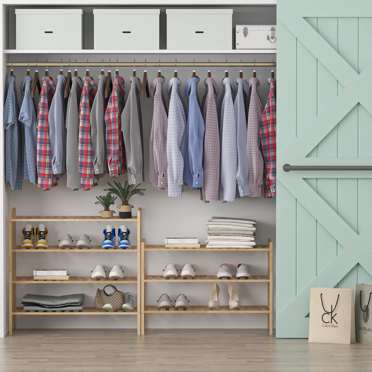 Z&L HOUSE 3-Tier Shoe Rack for Closet, Stackable Shoes Rack Organizer Free Standing Shoe Shelf for Entryway and Closet Hallway, Multifunctional Bamboo Rack in Different Combinations (3-Tier) Z&L HOUSE