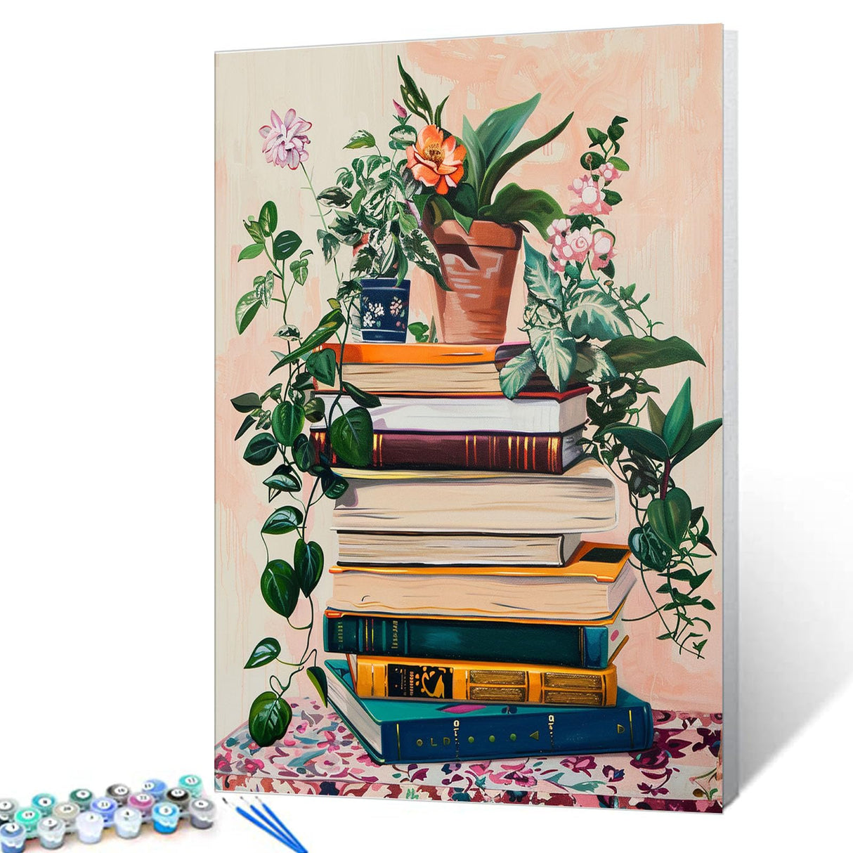 Watercolor Magic Book Flowers Paint by Numbers Kits for Adult,Bohemia Paint by Numbers Kits on Canvas Arts and Crafts with Brushes Acrylic Pigment Drawings Gift Without Framed 16''W x 20''H Aihonmin