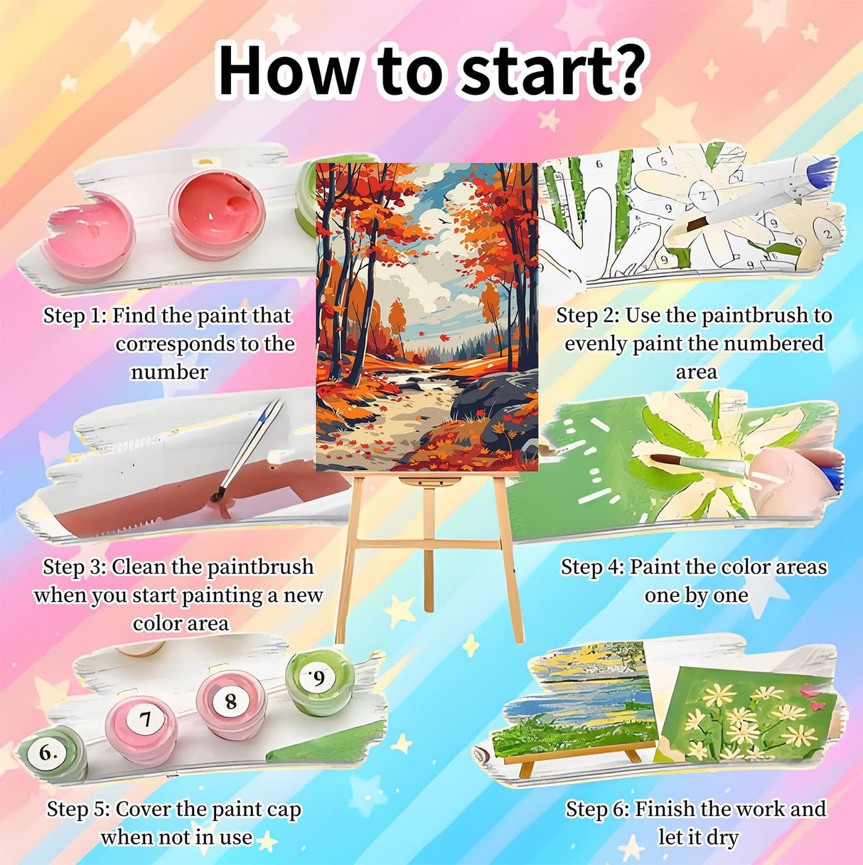 4 Pack Framed Paint by Numbers Kit for Adults Beginners-Four Season Adult Paint by Number Kits on Canvas Framed, Landscape DIY Acrylic Oil Painting by Numbers for Adults for Gift Home Decor(8x12inch) Arttoplus