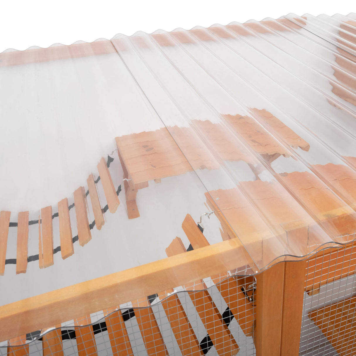 118" Large Wooden Window Catio Outdoor Cat Enclosure Walk in Cat Cage Kitten Playpen Patio with Weatherproof Roof, 6 Platforms, 2 Bouncy Bridges and 2 Resting Houses MegaChoice