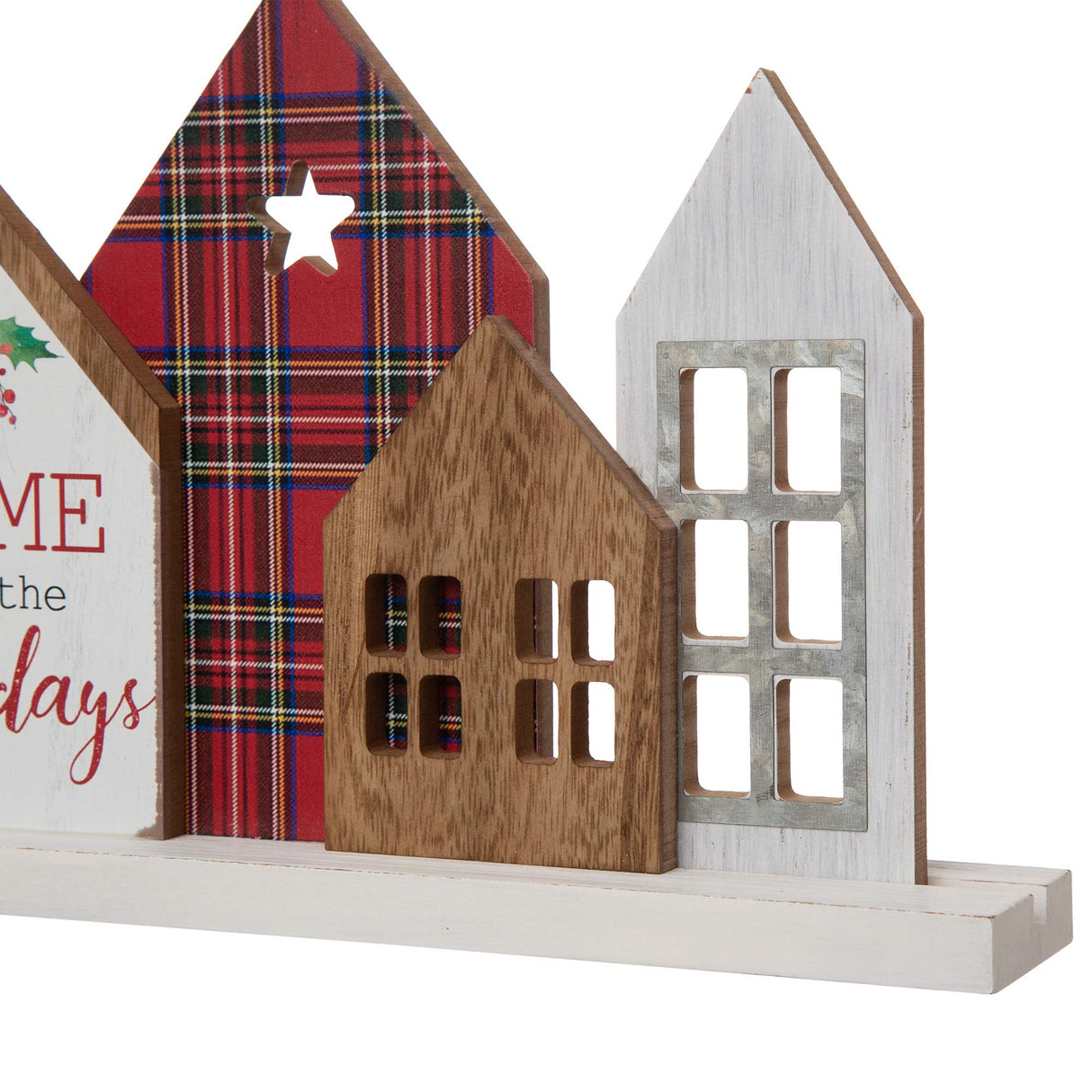 Glitzhome Farmhouse Table Christmas Decor, Rustic Wooden House Block Table Top Christmas Decorations, Home Merry Christmas Sign Desk Shelf Ornaments, Winter Holiday Xmas Tabletop Centerpiece Sign Glitzhome