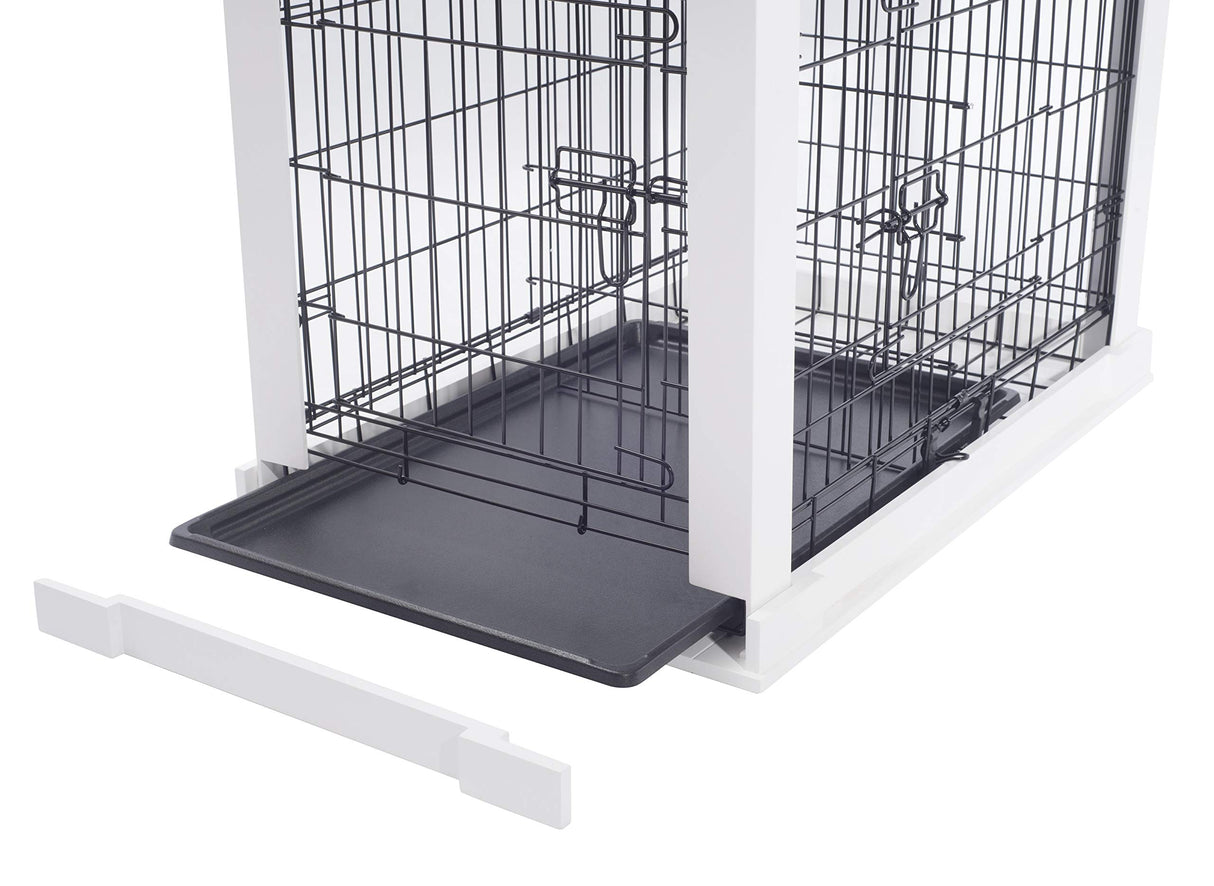 zoovilla White Dog Cage with Crate Cover, Dog Kennel Medium zoovilla