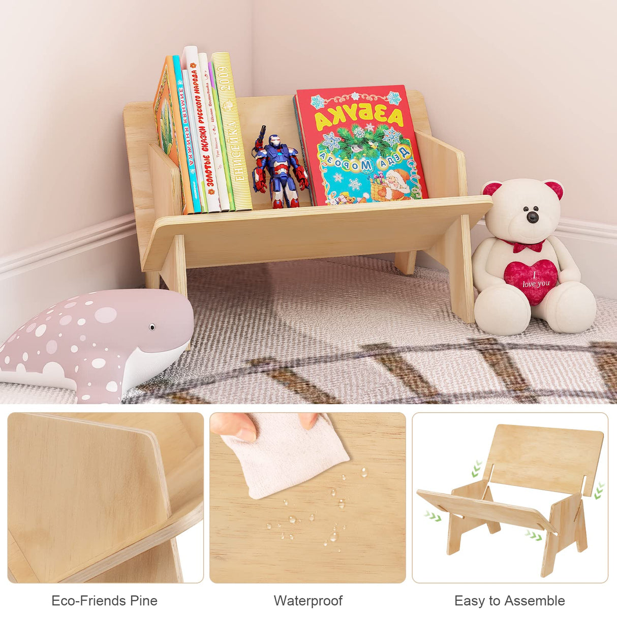 Burlywood Desktop Bookshelf - Stylish Wooden Book Rack for Organising Magazines, Books, and CDs RekRang