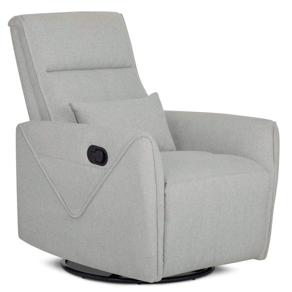 Evolur Sylas Nursery Glider Chair in Luxe Grey - Manual Recliner with 360° Swivel, Lumbar Support, Tufted Back & Side Pockets - Modern Rocking Chair for Baby Room, Nursery & Living Room Evolur