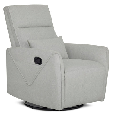 Evolur Sylas Nursery Glider Chair in Luxe Grey - Manual Recliner with 360° Swivel, Lumbar Support, Tufted Back & Side Pockets - Modern Rocking Chair for Baby Room, Nursery & Living Room