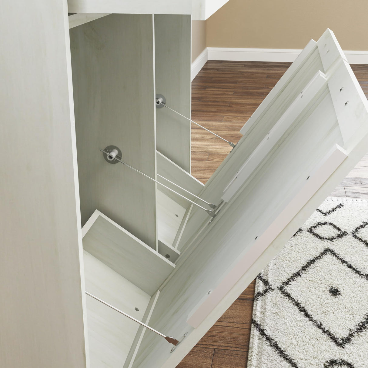 HOLISUN Double Tilt Out Trash Cabinet Kitchen Trash Bin Cabinet, 2x13 Gallons, Farmhouse Recycling Trash Can Cabinet with Hidden Drawers, Pet Proof Garbage Can for Kitchen, Living Room, White HOLISUN