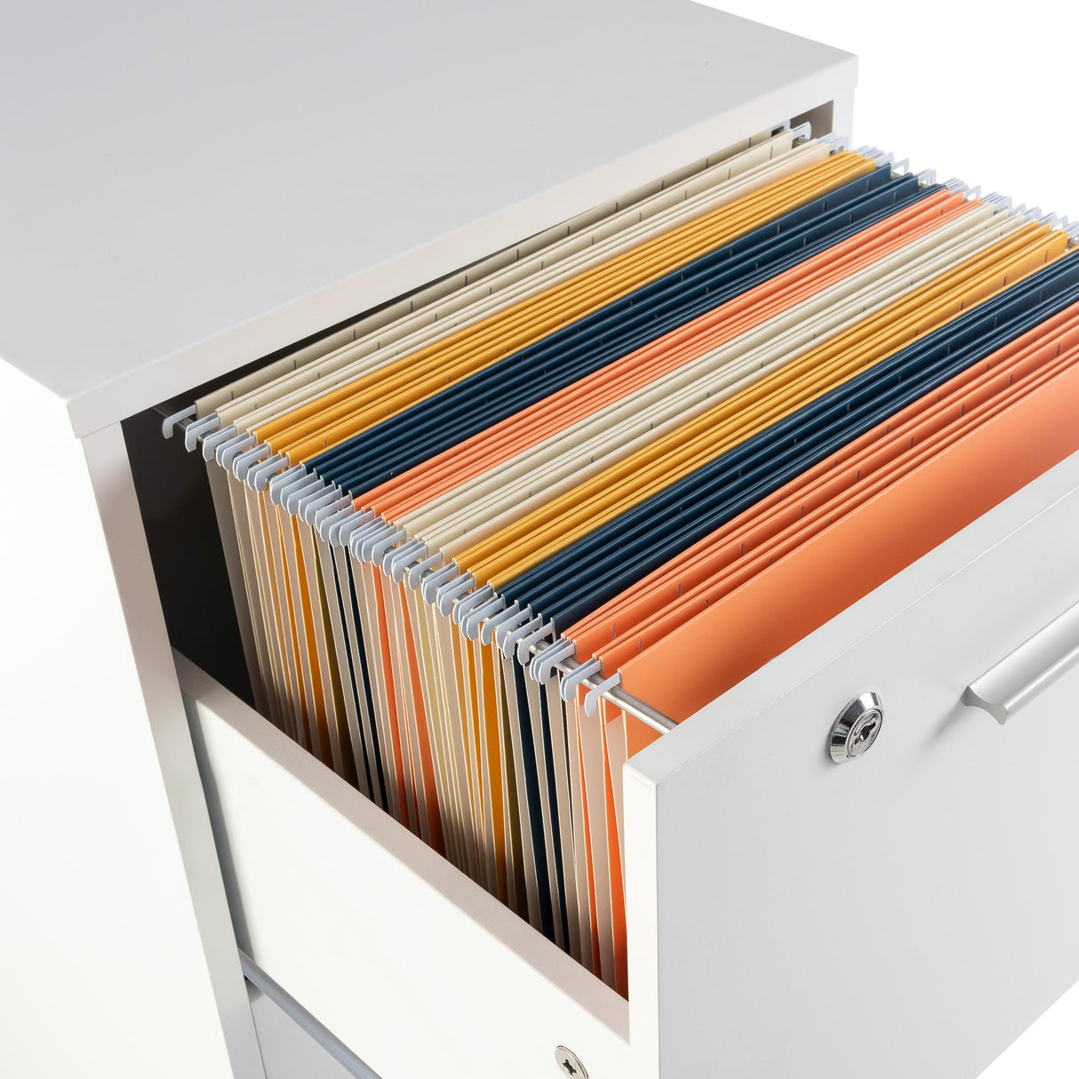 Lavish Home File Cabinet - 2-Drawer Cabinet with Lock and Deep Drawer Storage - Rolling Filing Cabinet for Under The Desk, Home, or Office (White) Lavish Home