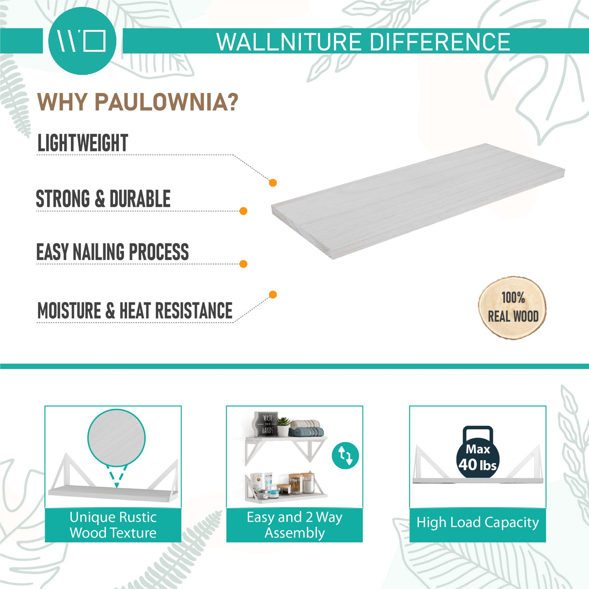 Wallniture Minori Washed White Floating Shelves for Wall Storage, Bathroom Shelves Over The Toilet Storage, Wood Wall Shelves Set of 3 with White Brackets Wallniture