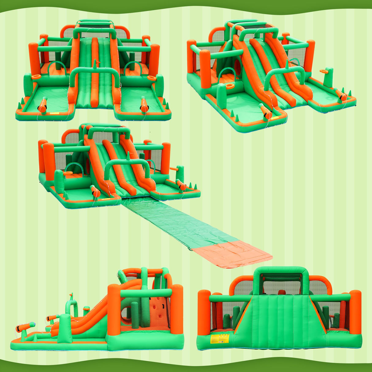 INFLATEFLY Bounce House Big Water Slide for Kids Bouncy House Inflatable Waterslide Bouncy House Water Park Castle with Slip and Slide, Water Sprays, Ball Pit Wet or Dry INFLATEFLY