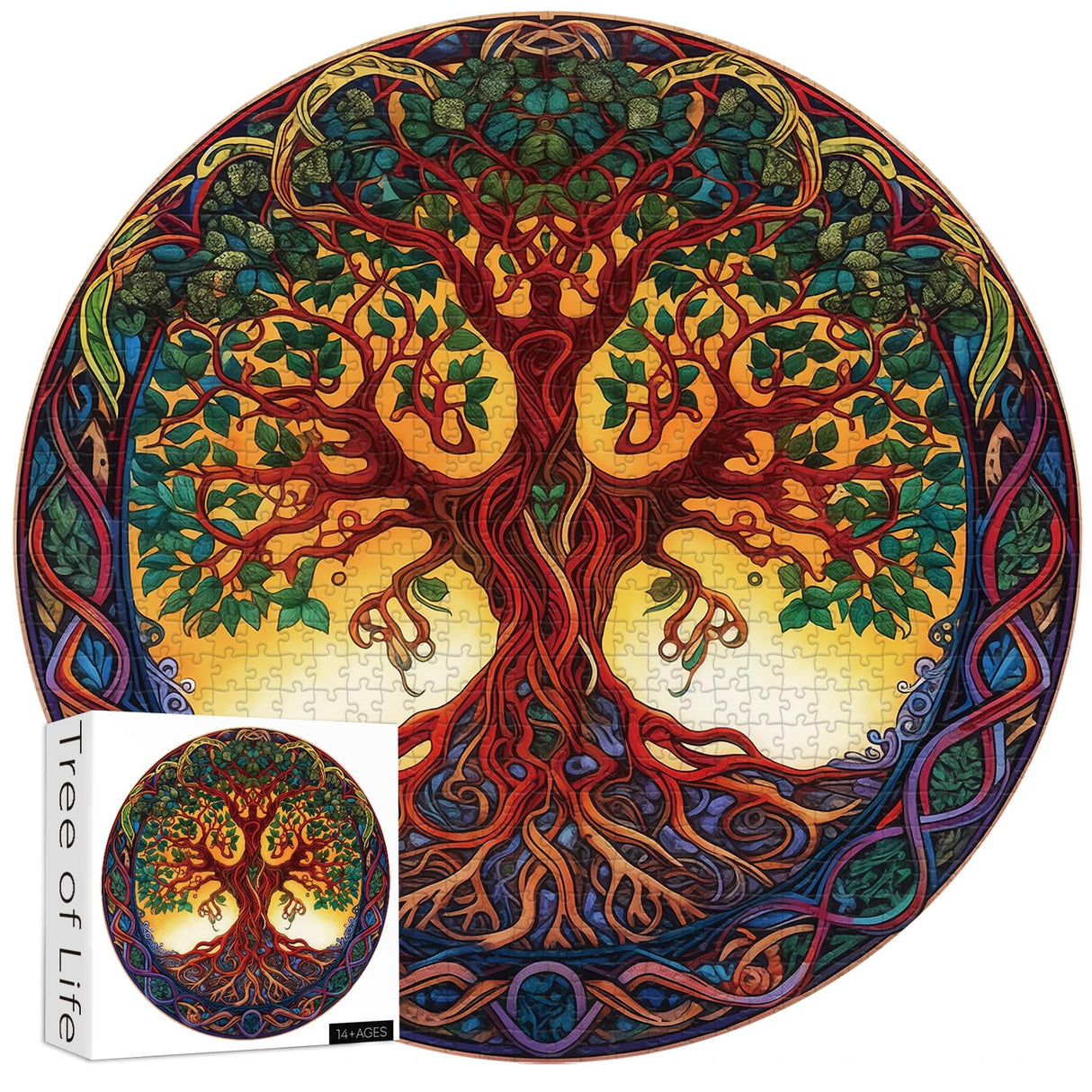 Tree of Life Puzzles for Adults 1000 Pieces, Mandala Tree Jigsaw Puzzles, Nature Plant Round Puzzles, Hard Challenging Puzzles PPuzzling