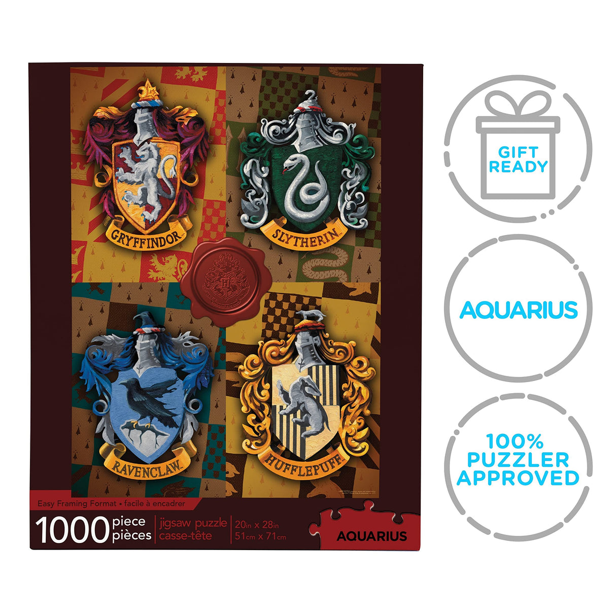 AQUARIUS Harry Potter Puzzle House Crests (1000 Piece Jigsaw Puzzle) - Officially Licensed Harry Potter Merchandise & Collectibles - Glare Free - Precision Fit - 20x28in AQUARIUS