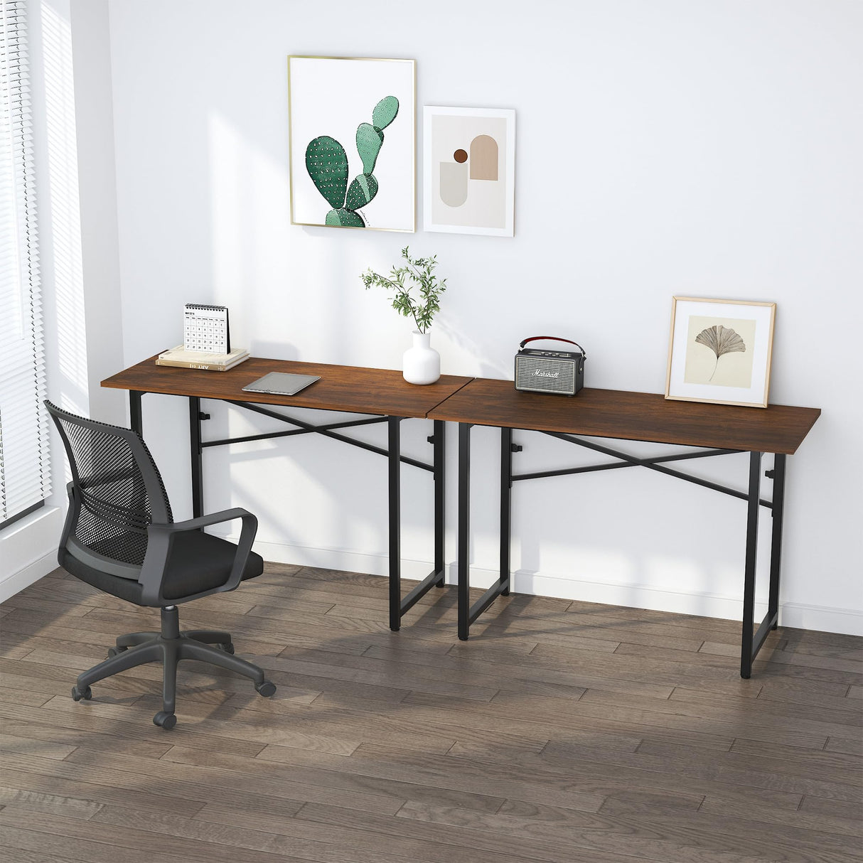 Lutown-Teen 47 inch Folding Desk No Assembly Required, Writing Gaming Computer Camping Table, Home Office Desk, Mahogany Lutown-Teen