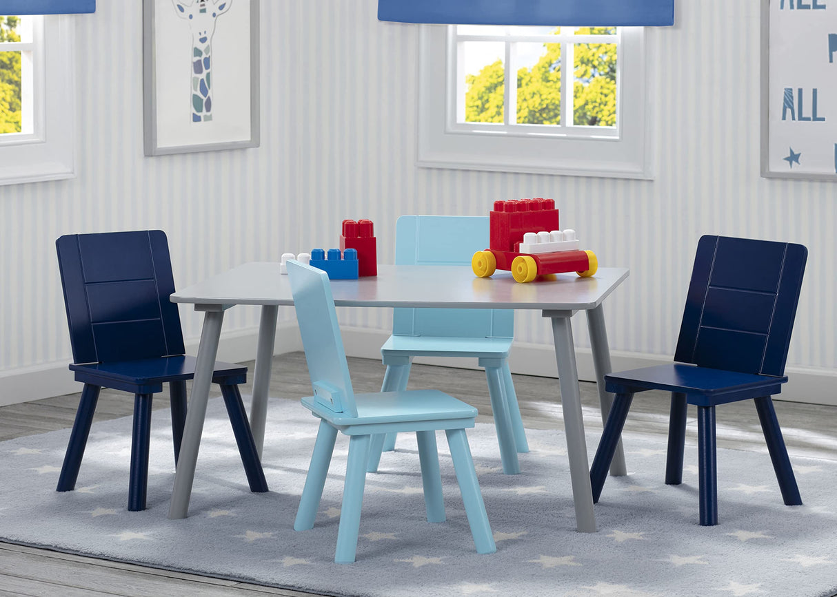 Delta Children Kids Table and Chair Set (4 Chairs Included), Grey/Blue Delta Children