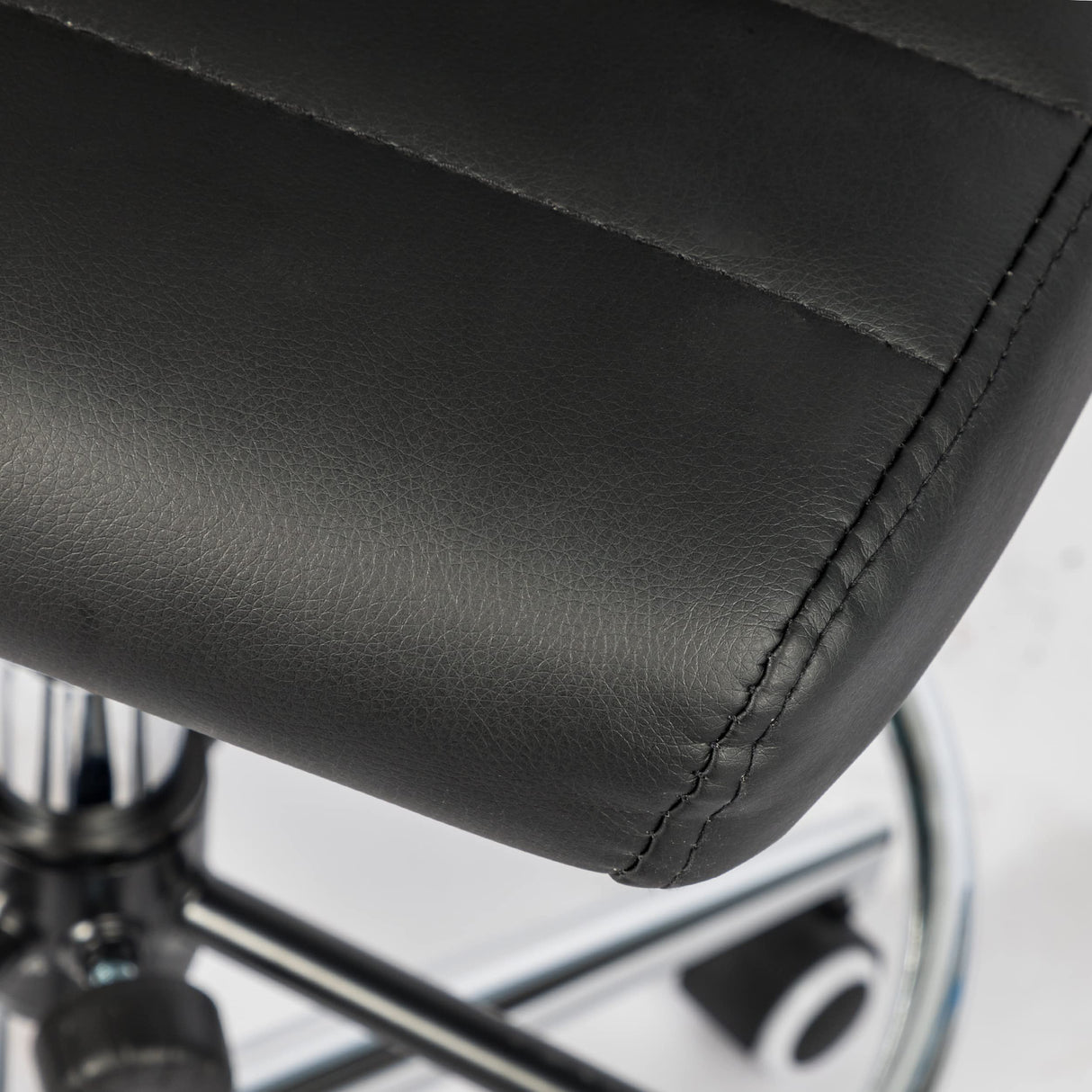 Okeysen Drafting Chair Armless Desk Stool, 400 LBS Ergonomic Leather Tall Office Chair with Adjustable Foot Ring, Modern Standing Desk Chair with Ribbed Mid Back, Swivel Rolling Drafting Stool. Lepdep