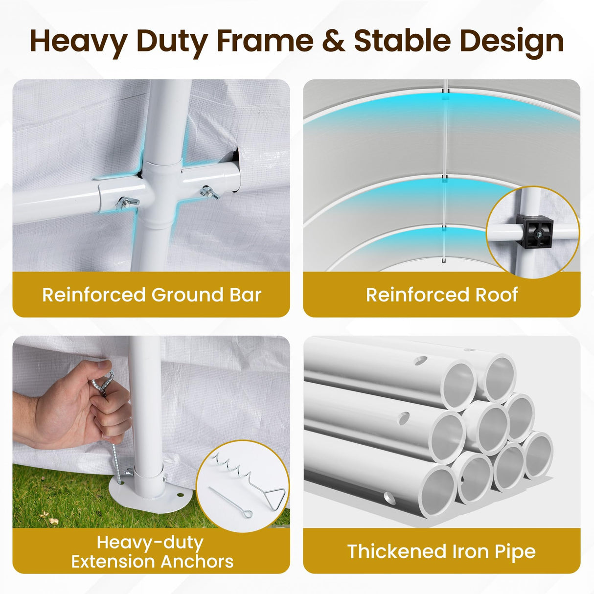 Domed Carport, Round Portable Garage, Metal Heavy Duty Carport with 2 Roll Up Windows and Ground Stakes, PE Fabric Garage, Car Port, Storage Shed, Tent for Storage, Car FansaFurn