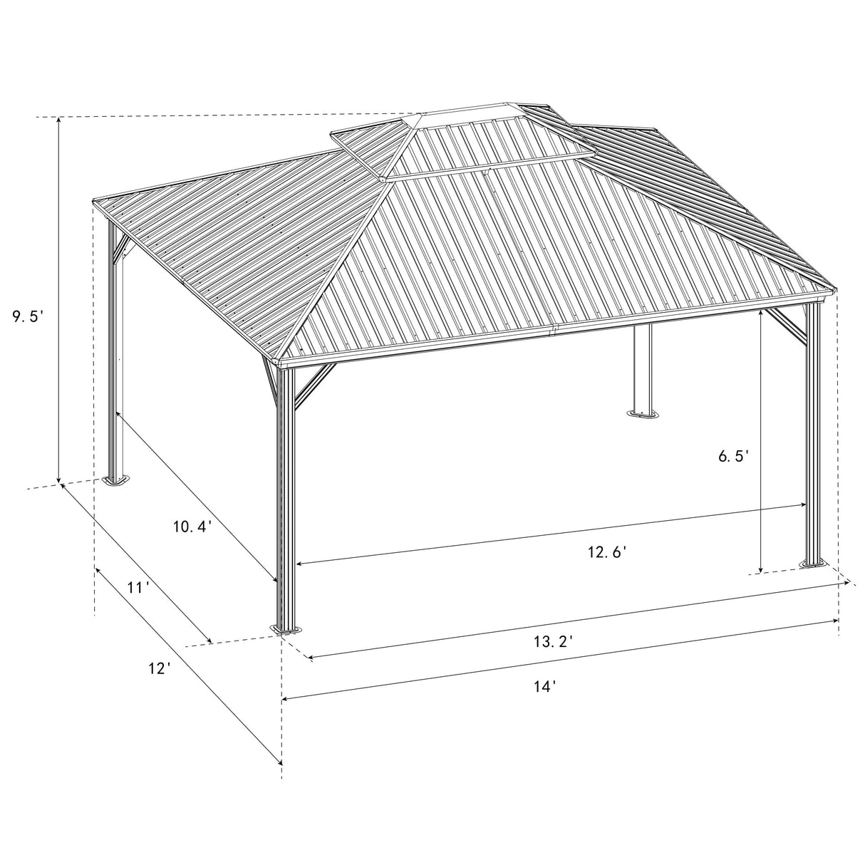 Kozyard 12'x14' Hardtop Gazebo - Permanent Metal Pavilion with Netting and Shaded Curtains for Patio, Backyard, and Deck - Galvanized Steel Outdoor Aluminum Canopy, Double Roof Gazebo (Brown) Kozyard