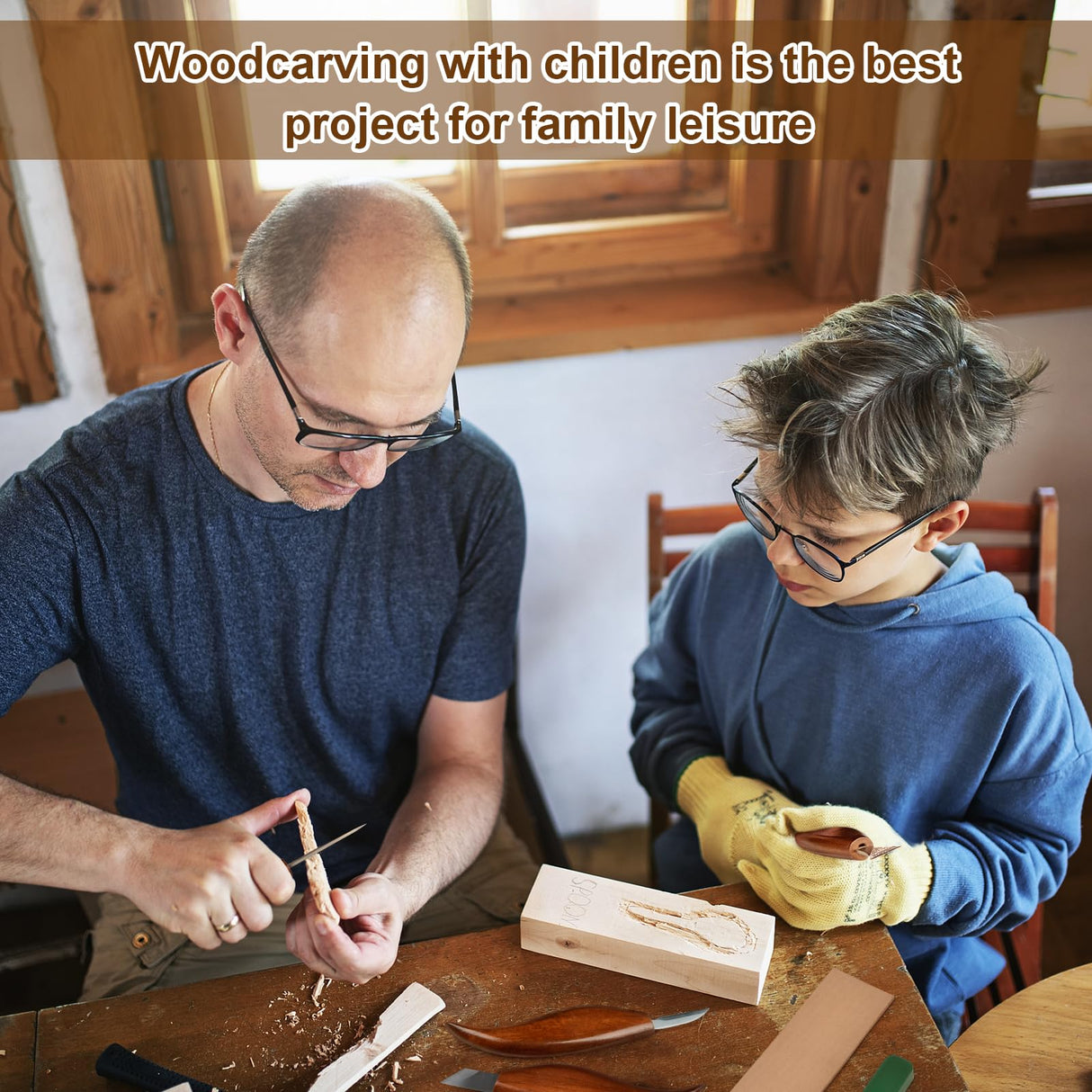 Olerqzer Wood Carving Knife With Leather Strop and Polishing Compound,Wood Whittling Knife,Wood Carving Tools for Beginners,Adults and Kids Whittling Tools (Sloyd Carving Knife) Olerqzer