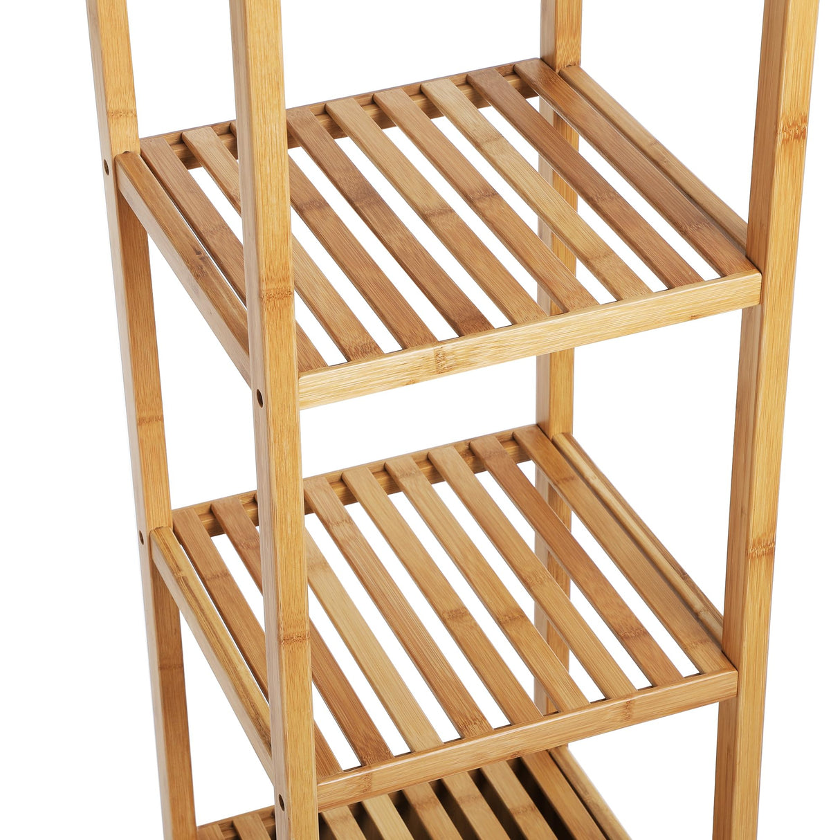 SONGMICS Bamboo Bathroom Storage Floor Cabinet, 4 Tiers Multifunctional Floor Shelving Unit, Free Standing Tower Corner Rack, Natural UBCB50Y SONGMICS