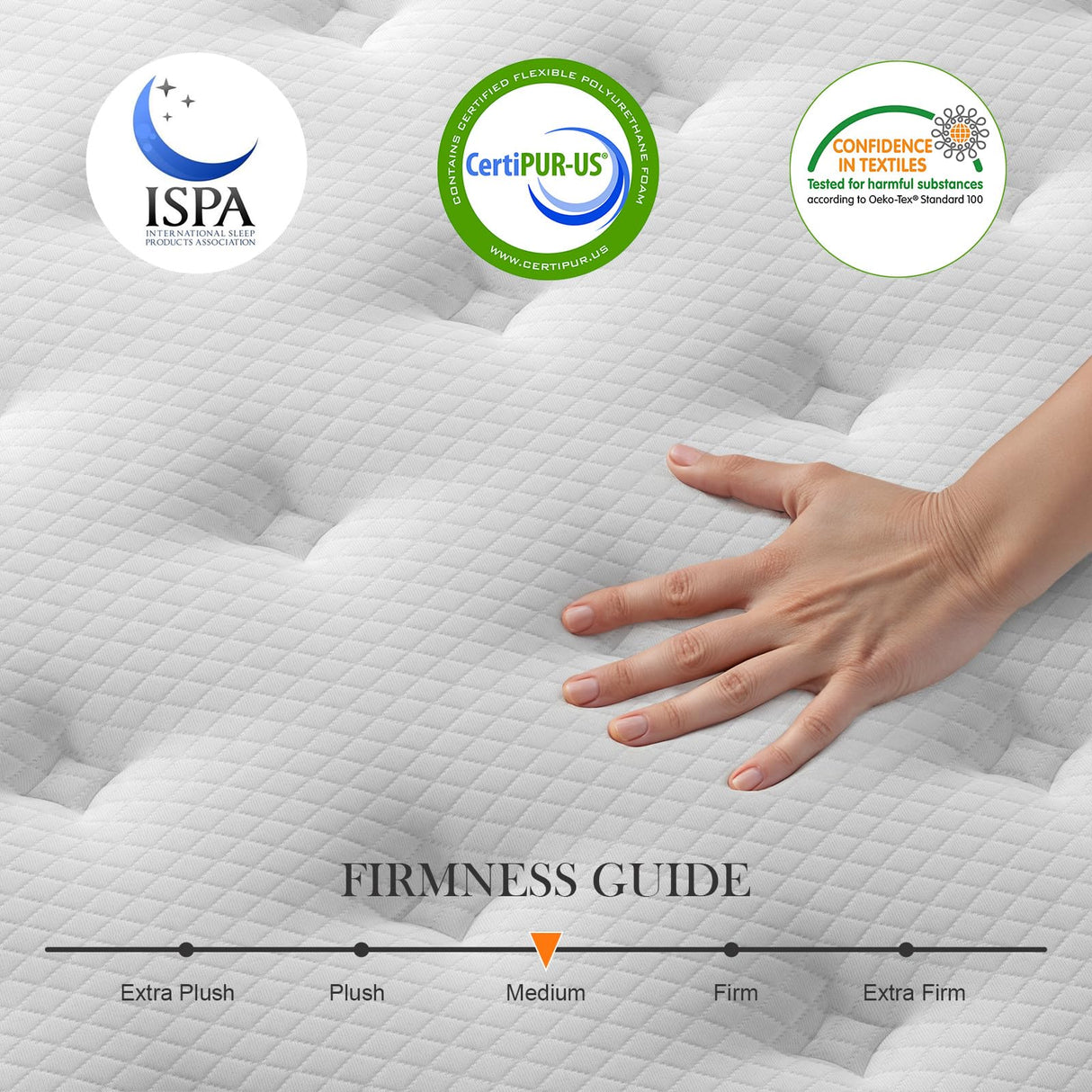 Queen Mattress 8 Inch Queen Size Hybrid Mattresses in a Box, Soft and Comfort Medium Firm Gel Memory Foam and Individual Pocket Springs, Fiberglass Free Bed Mattress, Breathable, CertiPUR-US Certified PECHINOU