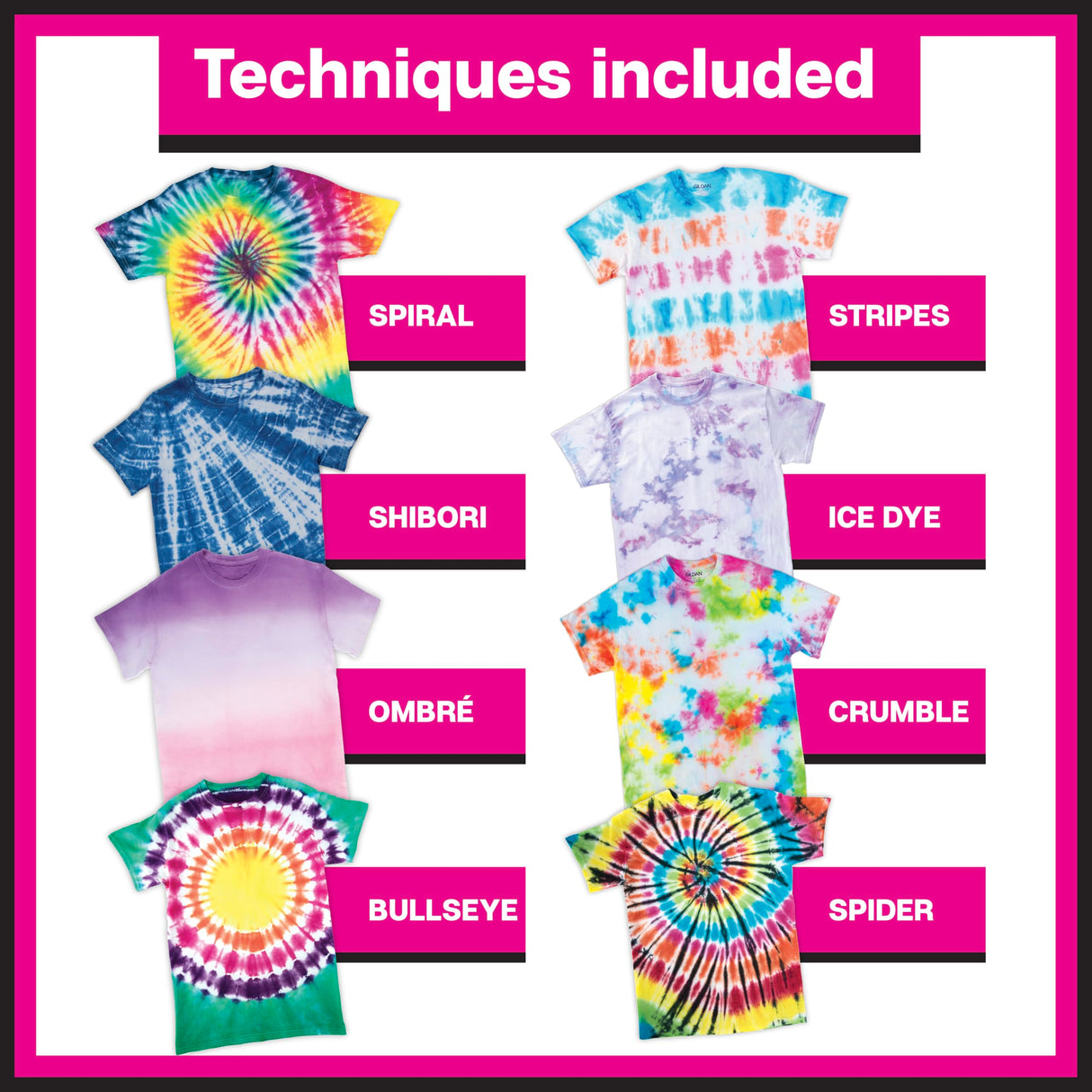 Tulip One-Step Tie-Dye Party, 18 Pre-Filled Bottles, Creative Group Activity, All-in-1 Fashion Design Kit, 1 Pack, Rainbow Tulip