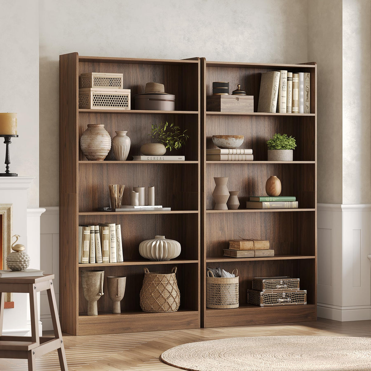 LITTLE TREE 72-Inch Tall Bookcase, 6-Tier Wooden Large Bookshelf, Wide Bookcase Bookshelves, Freestanding Modern Display Shelving Unit for Living Room, Bedroom, Office, Rustic Brown LITTLE TREE