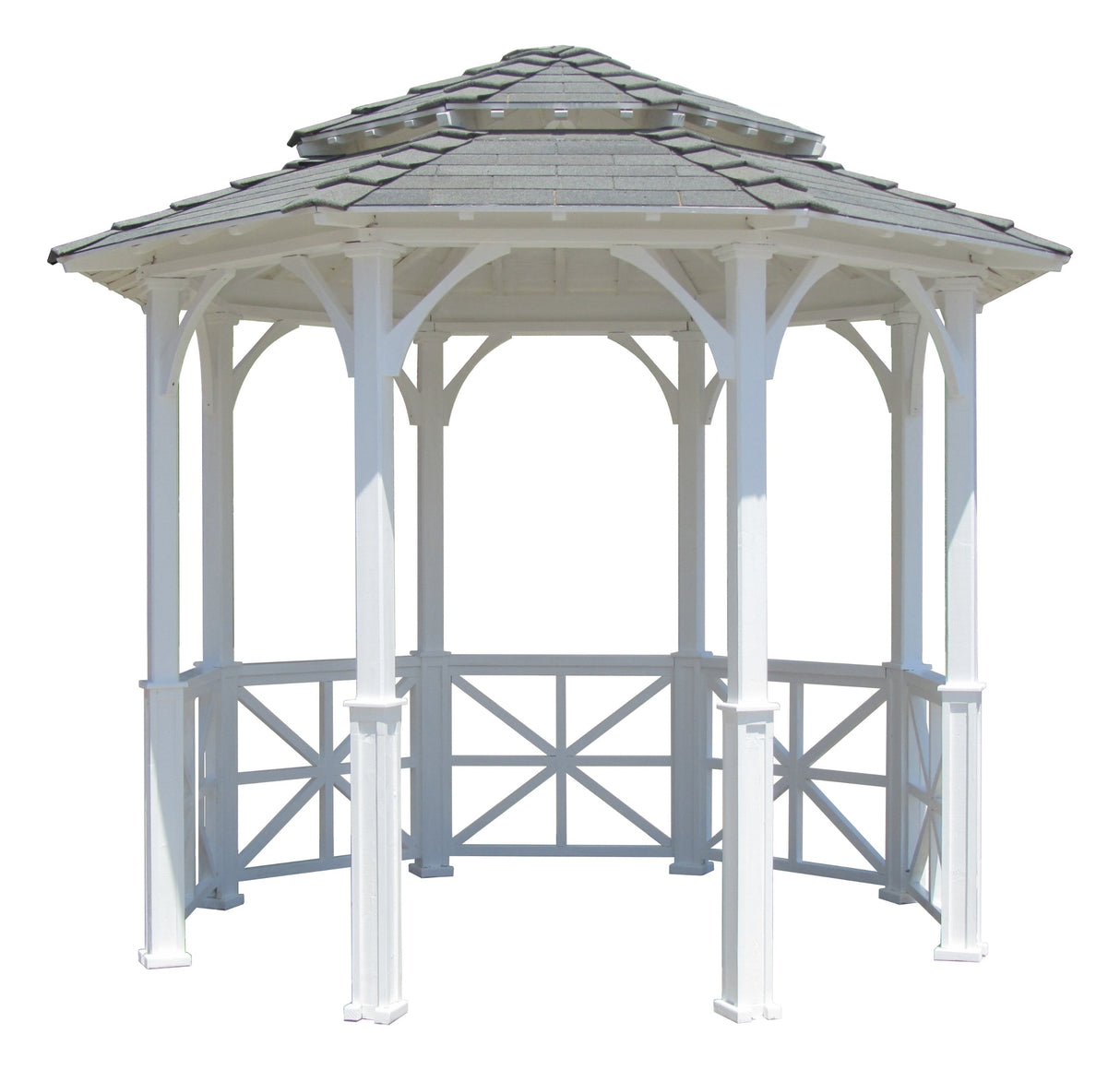 SamsGazebos 10' Octagon English Cottage Garden Gazebo with Two-Tiered Roof, Adjustable for an Uneven Patio, Made in USA SamsGazebos