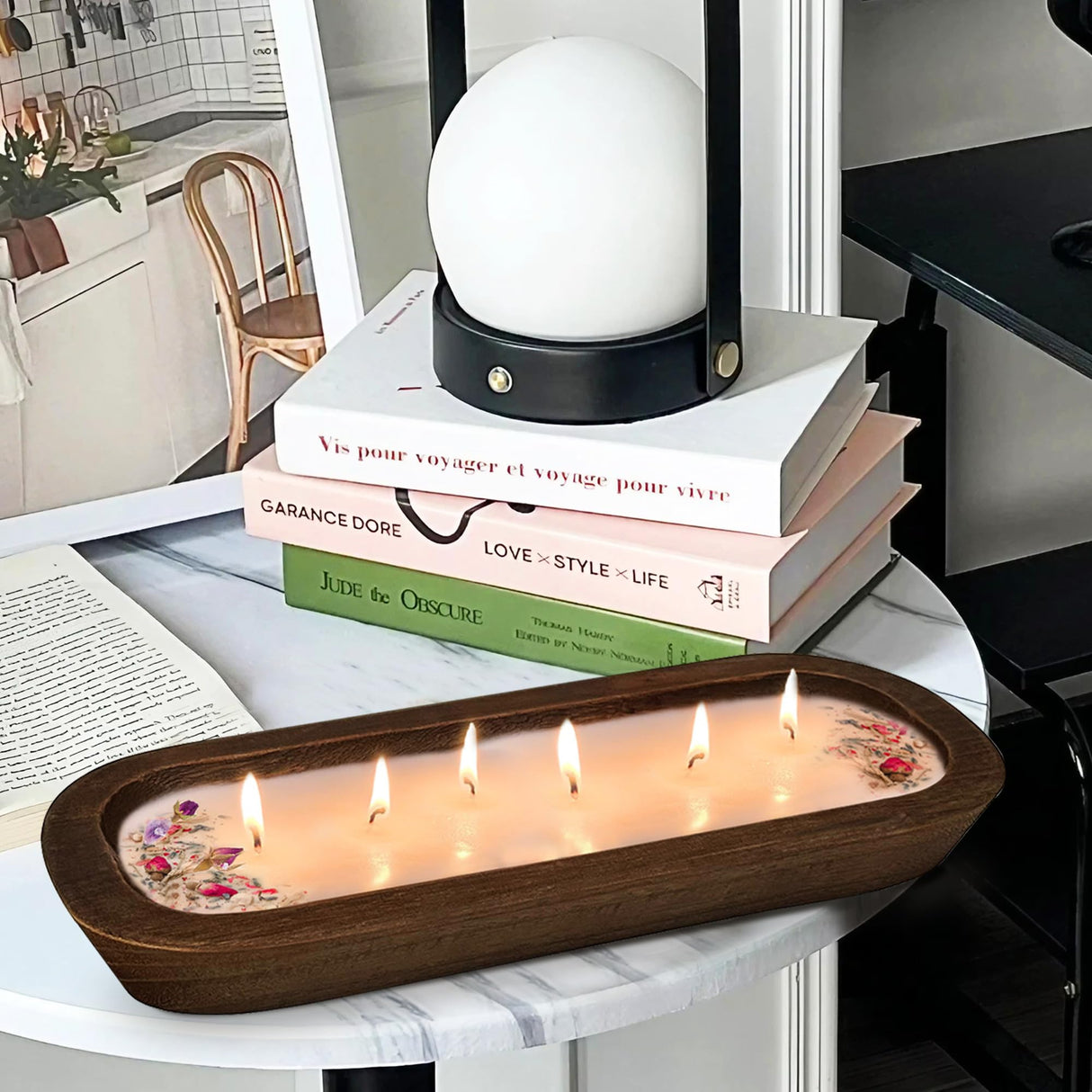 Royxen 4 Pack Wood Dough Bowl for Candle, Wooden Dough Bowls Paulownia, Rustic Bowl Vintage, Bowls for Candle, 14.5 x 5.5 Inch, Brown Royxen