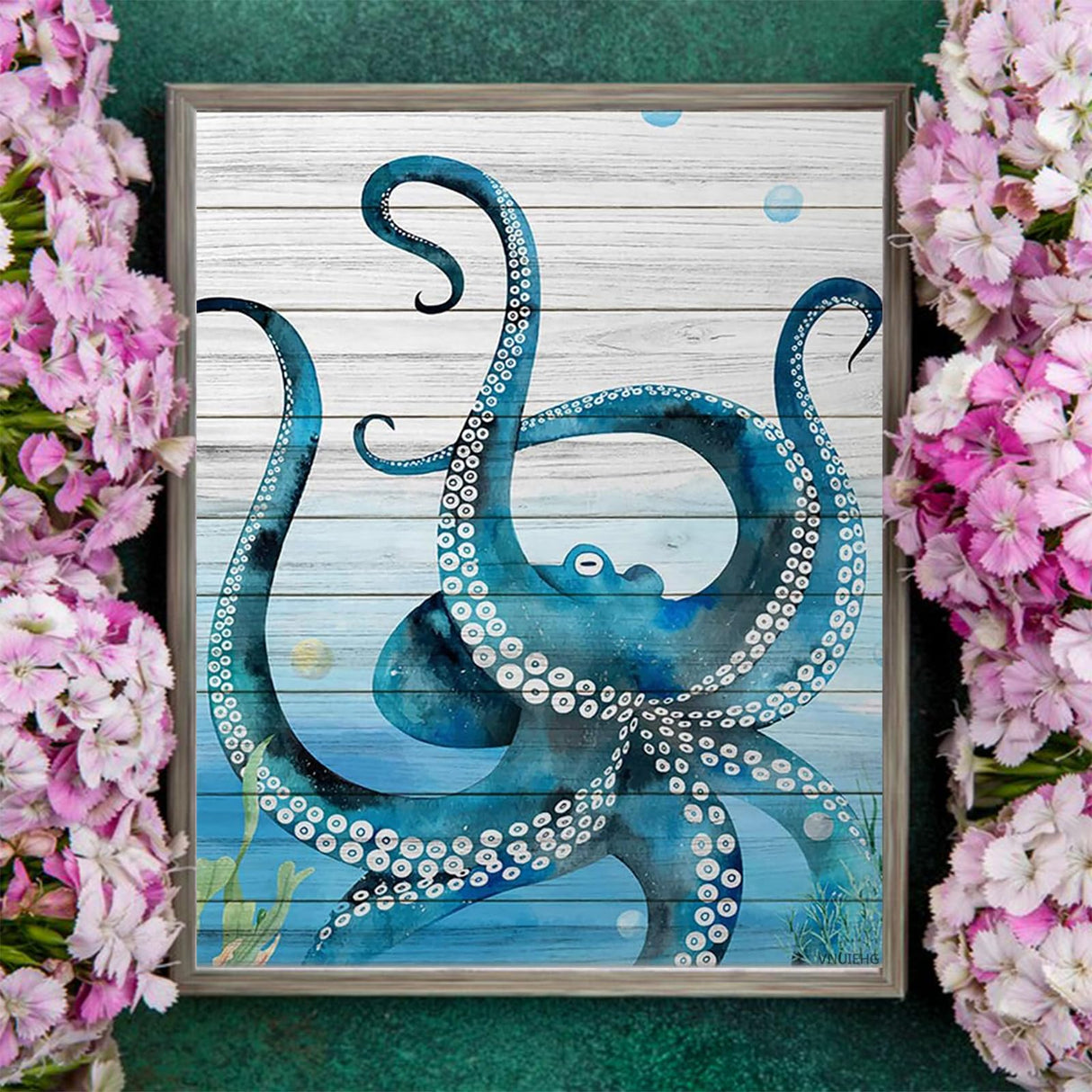 Paint by Numbers Kits Underwater World Sea Monster Octopus Coral, DIY Oil Painting for Adults Beginner Retro Wood Board Artwork, Home Canvas Wall Art for Living Room Bedroom Kitchen Decor 16x20In VNUIEHG