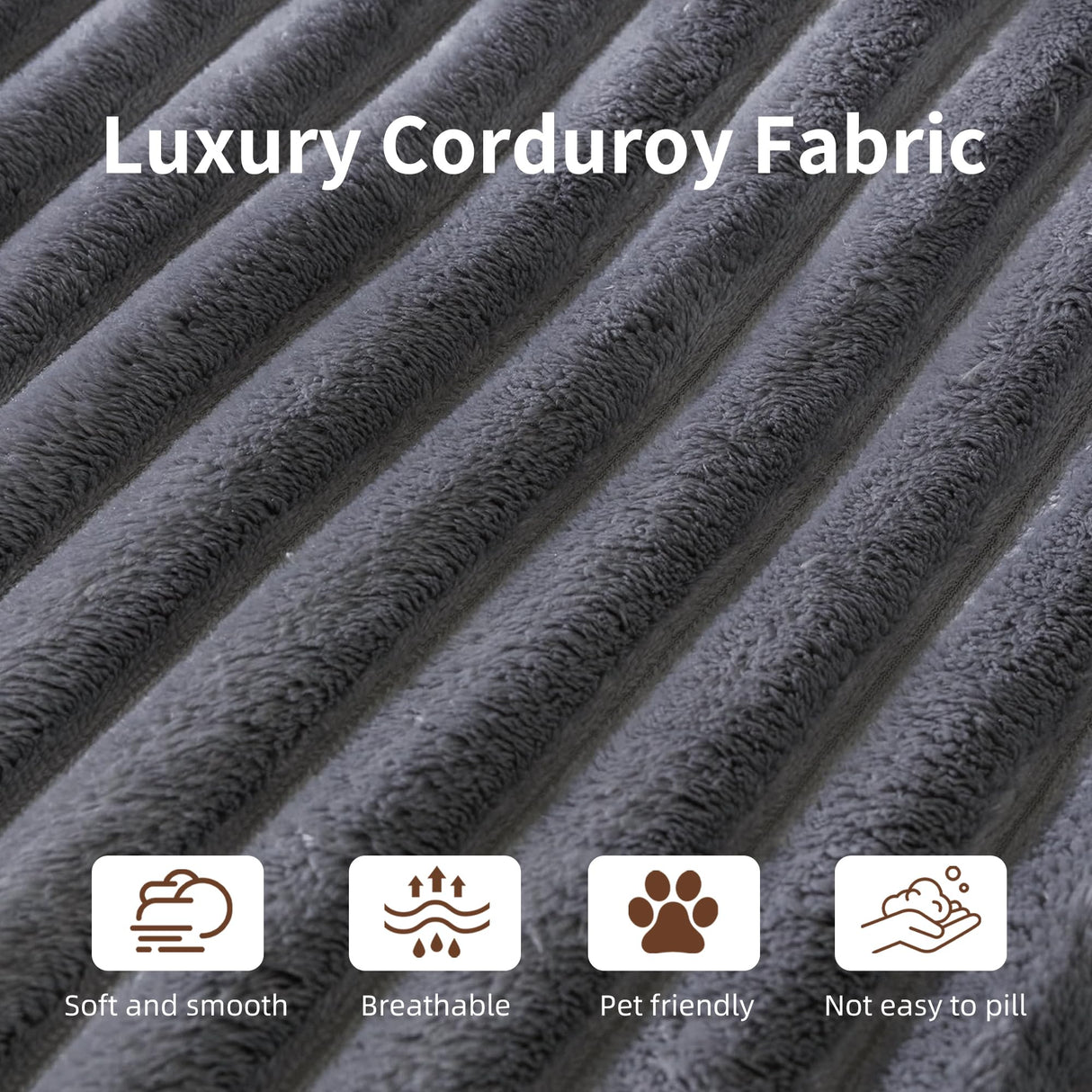 110" Modular Sectional Couch with 2 Movable Ottoman, Cloud Sofa Couches for Living Room, U Shaped Deep Seat Boneless Sofa,Luxury Corduroy Fabric, No Assembly Required Grey Veloflow