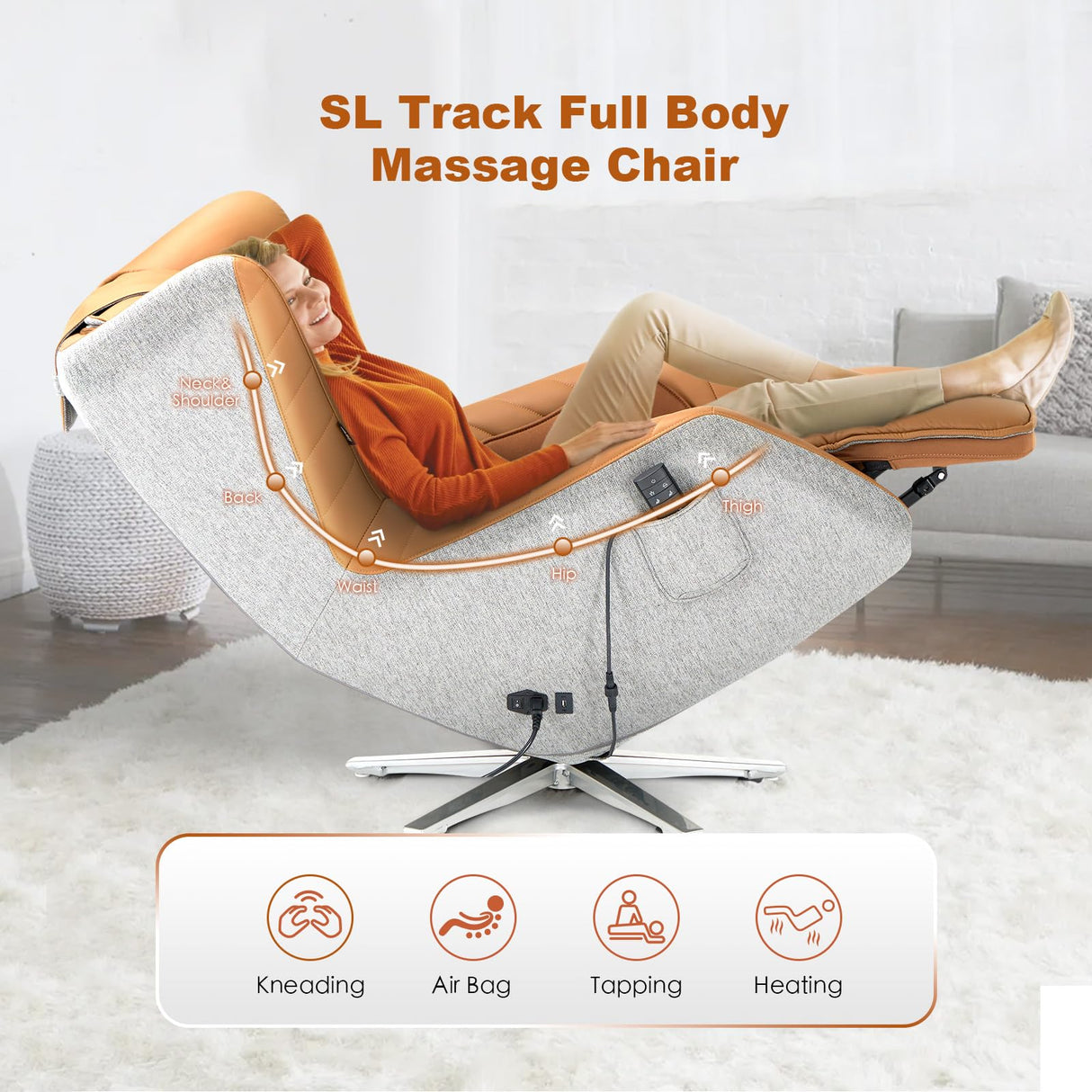 COLAMY Zero-Gravity Massage Chair | Massage and Leisure Dual-Use Chair,360° Swivel,Heat, Low-Noise 3D Bluetooth Speaker | Living Room(Brown COLAMY