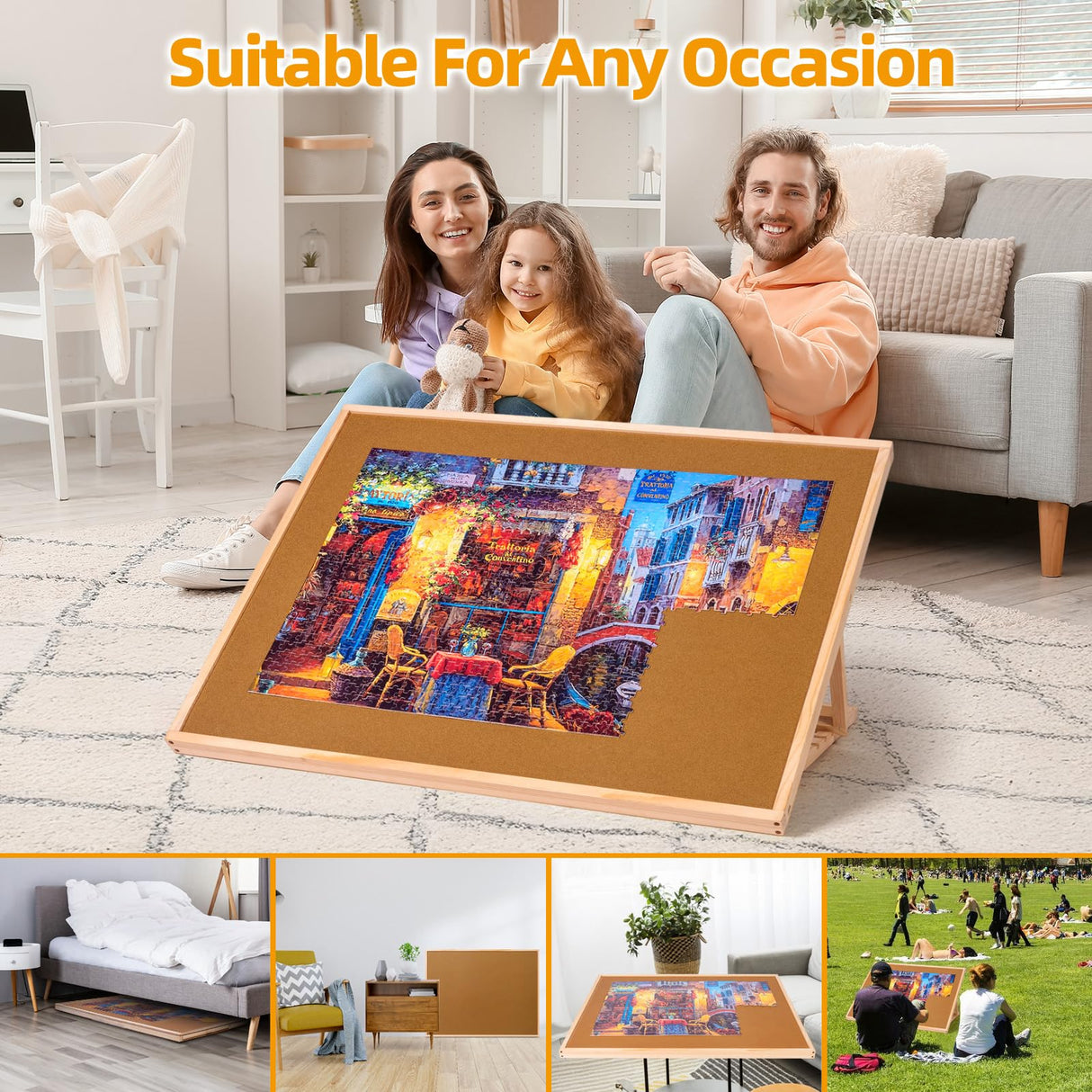 Pulchra 1000PCS Wooden Jigsaw Puzzle Board with Adjustable Bracket Portable Puzzle Table | Puzzle Organizer Boards Storage Accessories for Adults