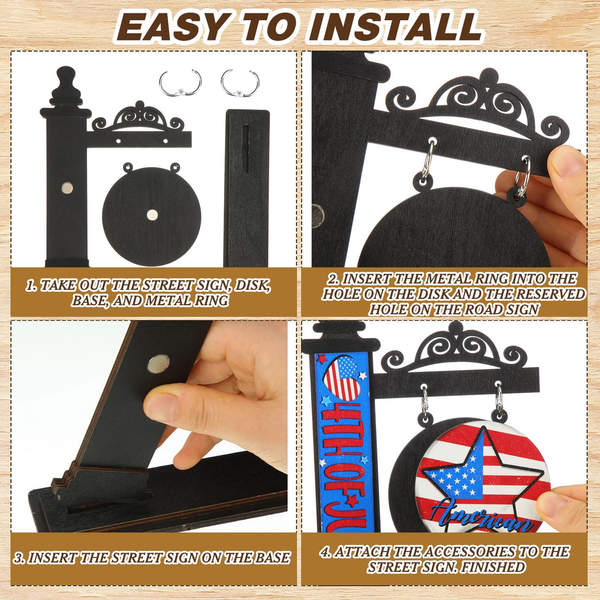 RattanView 41 Pcs Interchangeable Seasonal Decor Mini Standing Sign Farmhouse Convertible Seasonal Wood Welcome Sign for Halloween Thanksgiving Christmas Holiday Table Decor(Black) RattanView