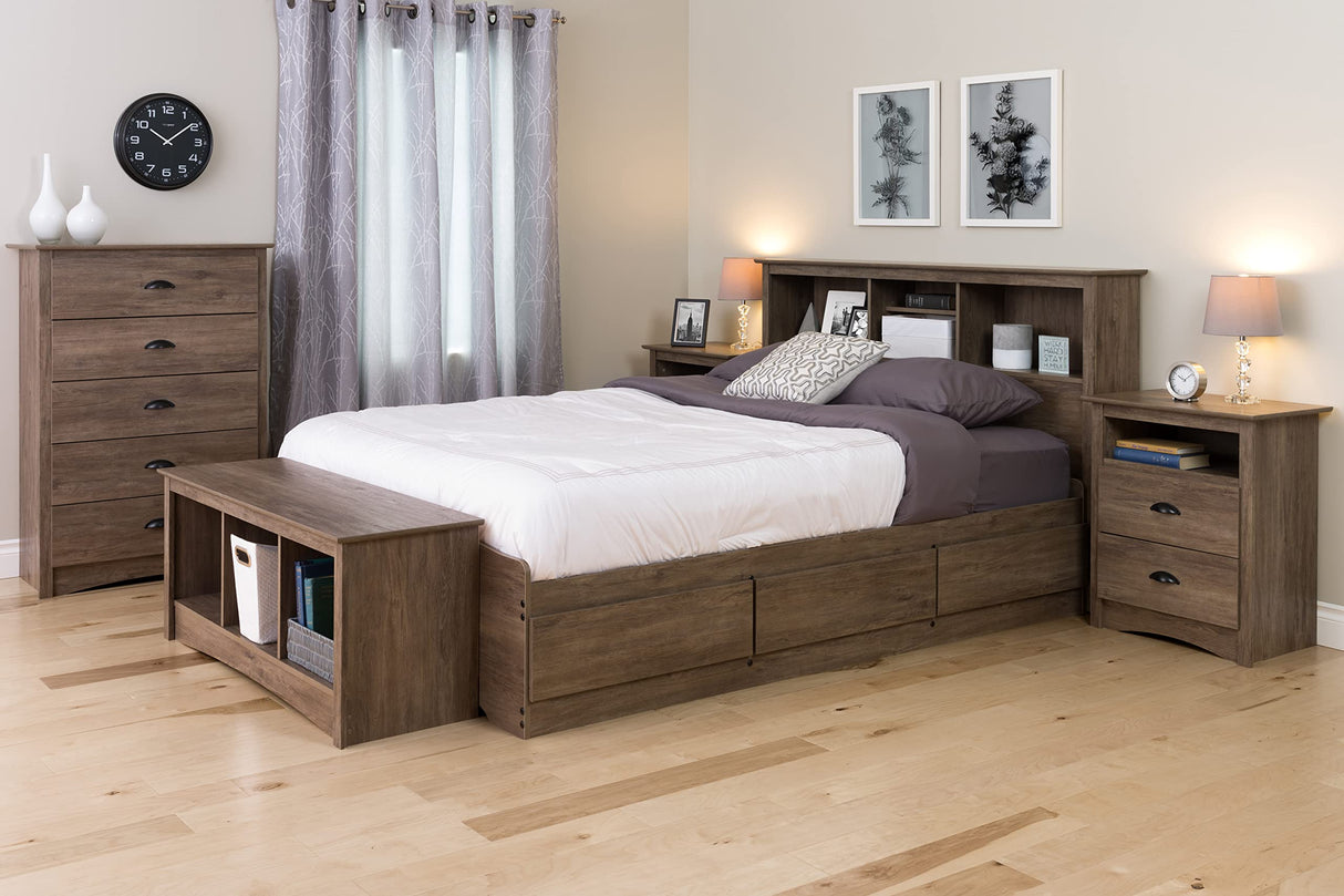 Prepac Salt Spring Rustic Full/Queen Headboard with Bookcase, Farmhouse Bookcase Headboard for Full/Queen Beds 11" D x 65.75" W x 43" H, Drifted Gray, DSH-6643-V Prepac