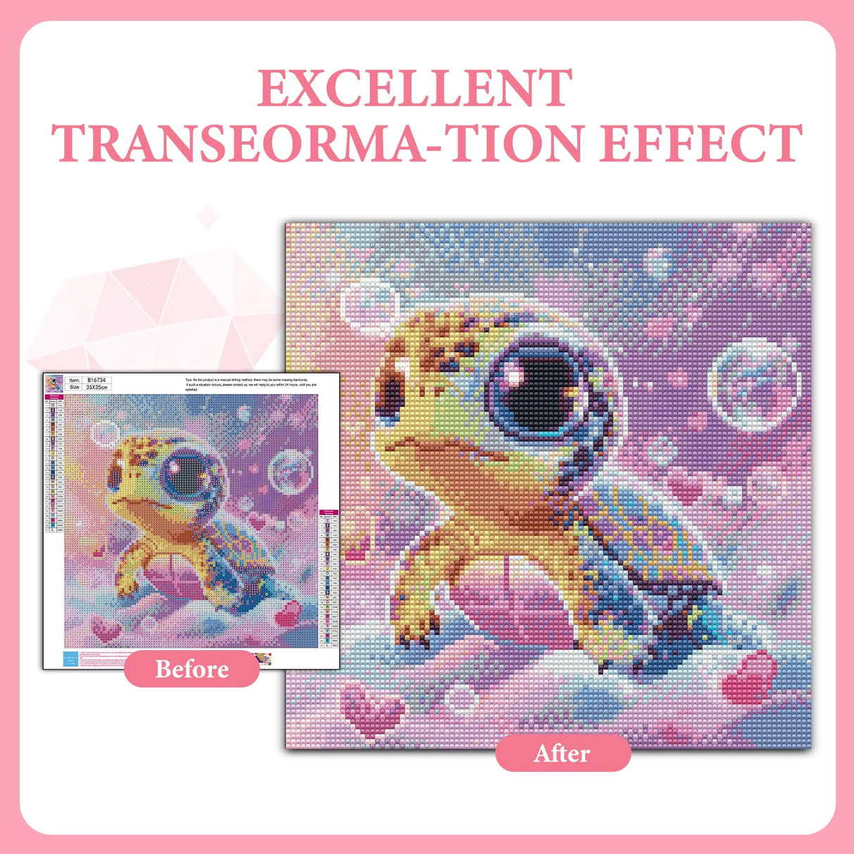 GEEHEIY Sea Turtle Diamond Art Kits for Kids, 5D Turtle Diamond Painting Kits for Adults Beginner, DIY Animal Gem Art Dots for Adults, Perfect for Home Wall Decor 14x14 Inch GEEHEIY