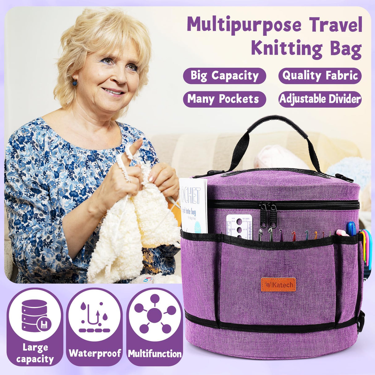 Katech Crochet Kit for Beginners, Beginner Crochet Kit for Adults and Kids Crochet Kits Includes Crochet Hooks Knitting Bag Crochet Yarn for Crocheting Instruction Knitting Kit Crochet Supplies Gift Katech