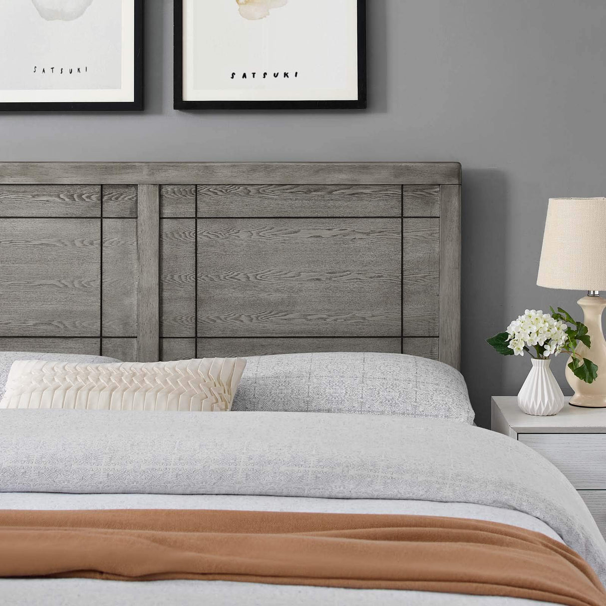 Modway MOD-6221-GRY Archie Full Wood Headboard, Gray Modway