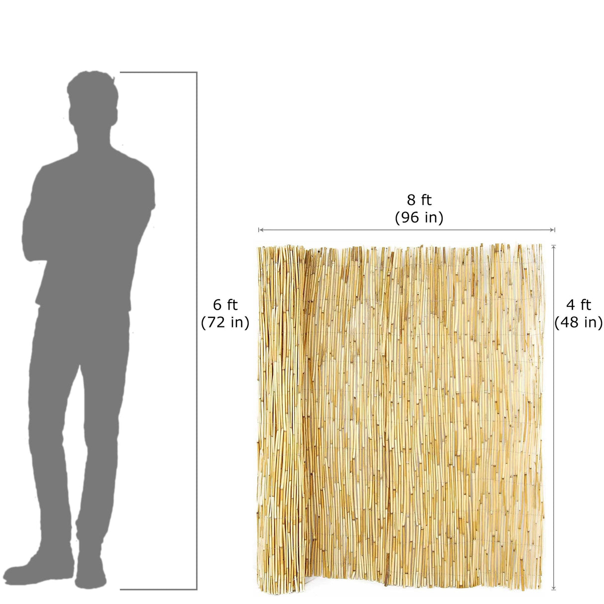 Backyard X-Scapes Natural Reed Fencing Decorative Fence for Backyard Garden Fencing Divider 4 ft H x 8 ft L (4-Pack) Backyard X-Scapes