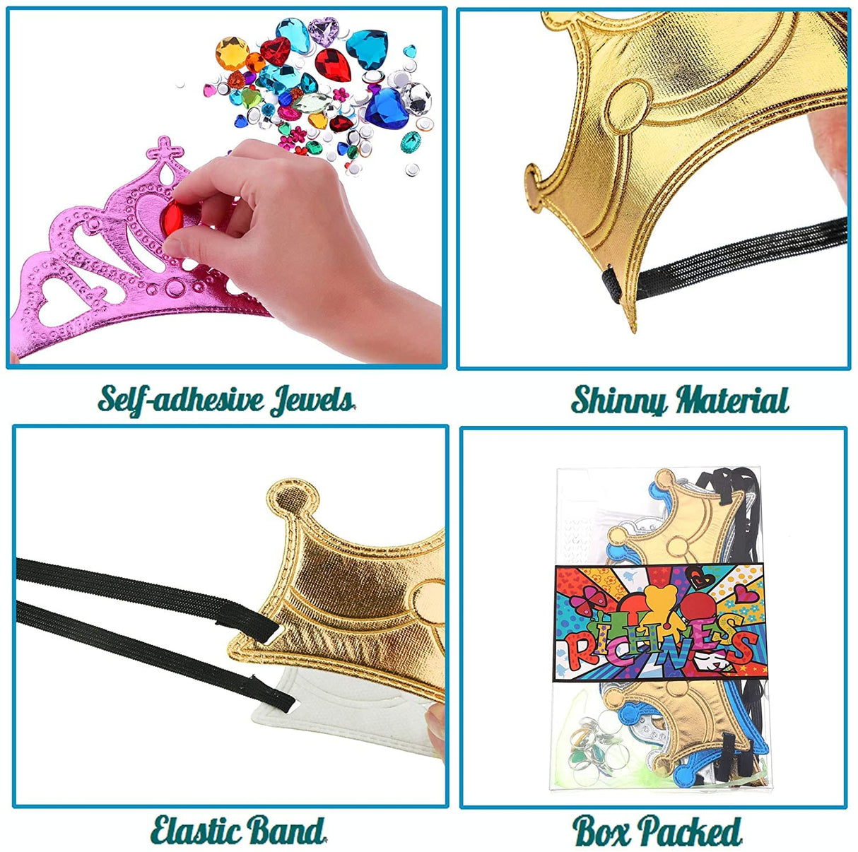 Richness Kids Crown Craft DIY Tiaras Make Your Own Crowns at Birthday Party Favours 12pcs (Gold) … RICHNESS