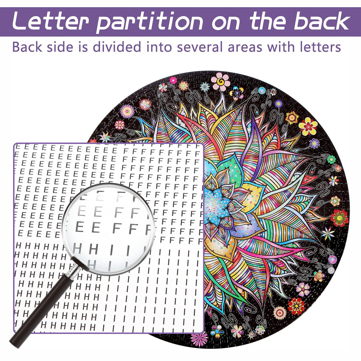 Bgraamiens Puzzle-Flower Whisper-1000 Pieces Round Puzzle Color Challenge Jigsaw Puzzles for Adults and Kids Bgraamiens