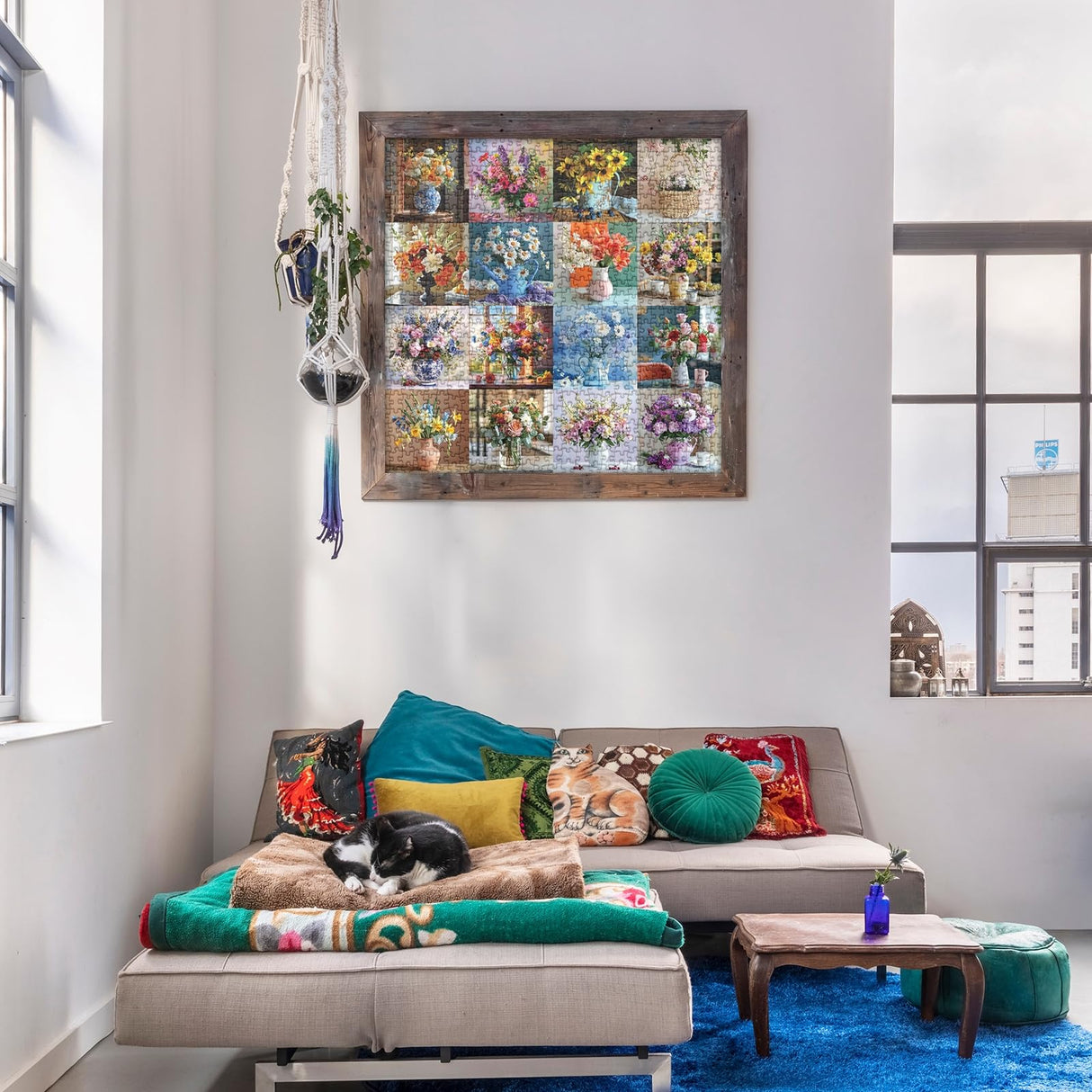 Flower Puzzle Art Puzzles 1000 Pieces for Adults, Colorful Jigsaw Puzzles Plant Puzzle, Sunflower Rose Flowers Jigsaw Puzzle Family Collage Puzzles for Challenging BBOLDIN