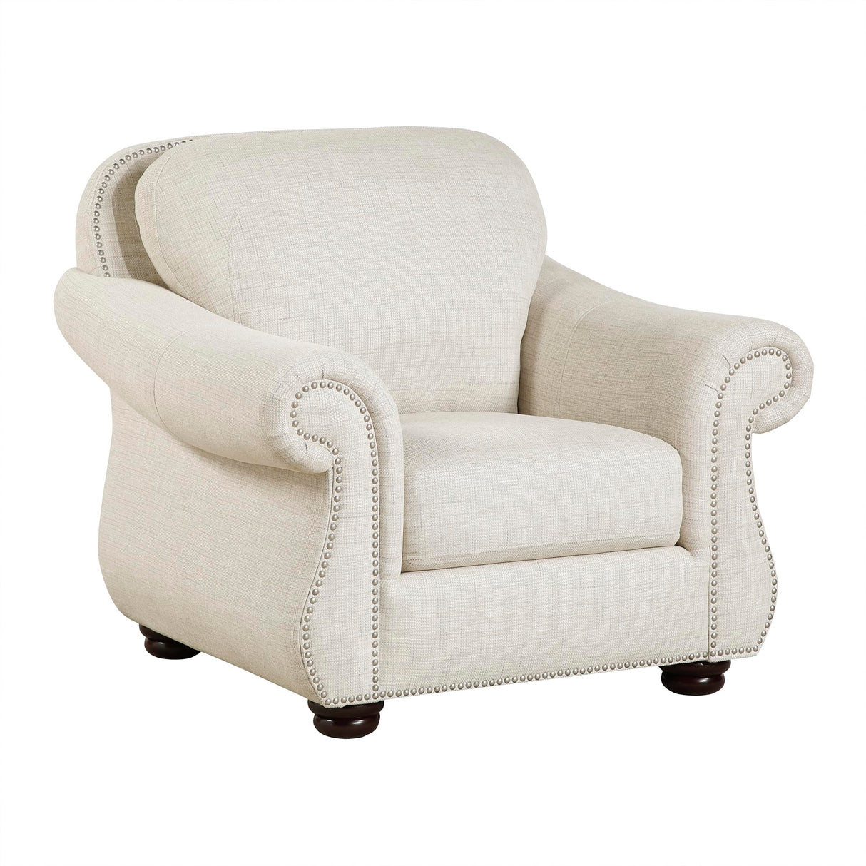 Lexicon Single Sofa Chair for Living Room Accent Chair, Textured Fabric Upholstered Armchair, Traditional Rolled Arm Chair, Comfy Chair for Bedroom/Office/Waiting Room, Beige Lexicon