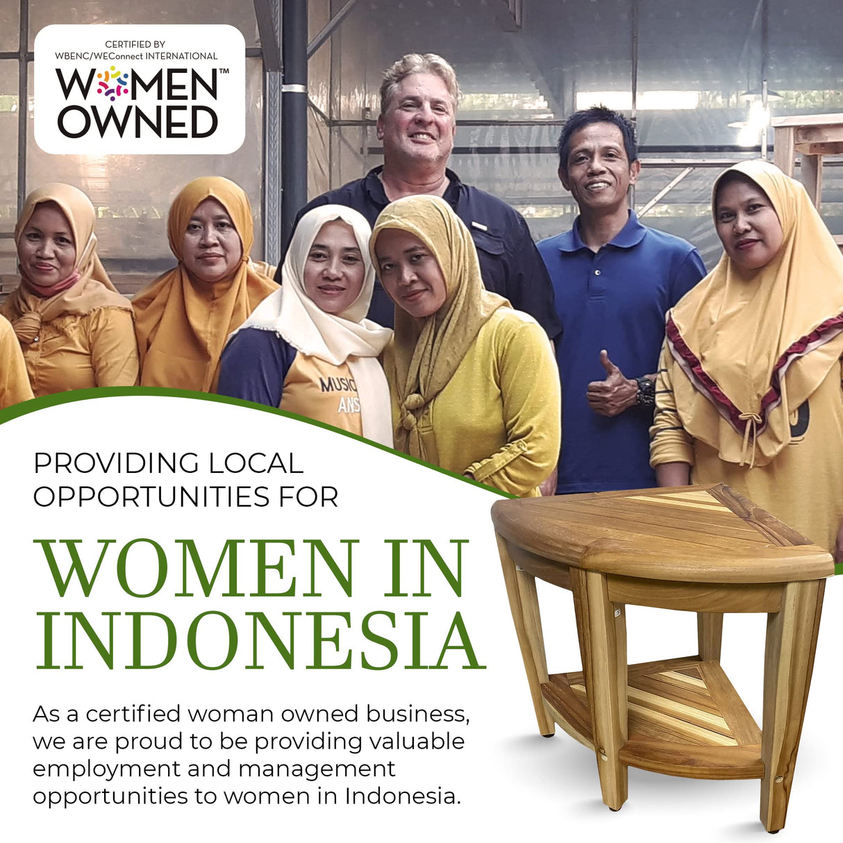 EcoDecors, Snazzy Corner, Teak Corner Shower Stool, Teak Corner Shower Bench, Teak Shower Stool for Inside Shower, Teak Bench Shower, Teak Corner Shelf, Teak Shower Table EcoDecors