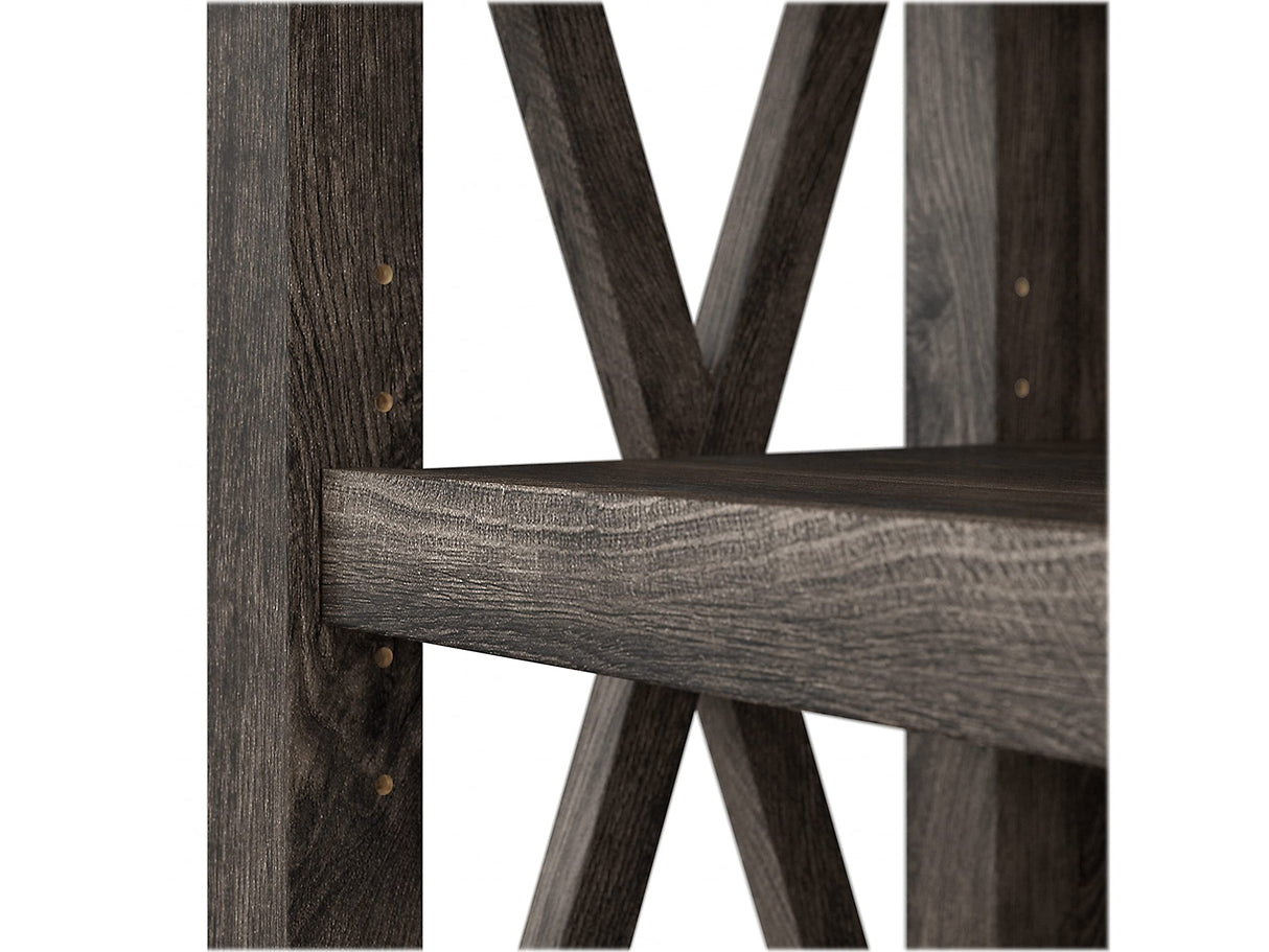 Bush Business Furniture Key West Tall 5 Shelf Bookcase Set in Dark Gray Hickory - Stylish Storage Solution for Any Space Bush Business Furniture