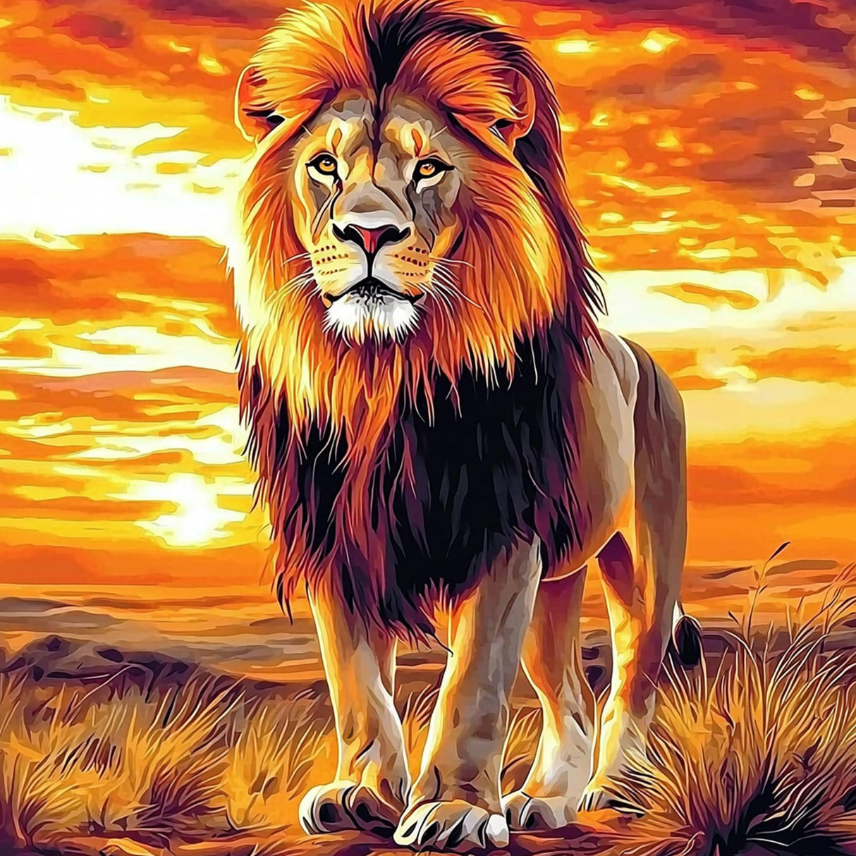 SENQAO Diamond Art Kits for Adults - Lion Diamond Painting Kits DIY 5D Full Drill Diamond Dots Paintings with Diamonds Gem Art and Crafts for Home Decor 12x12 Inch SENQAO